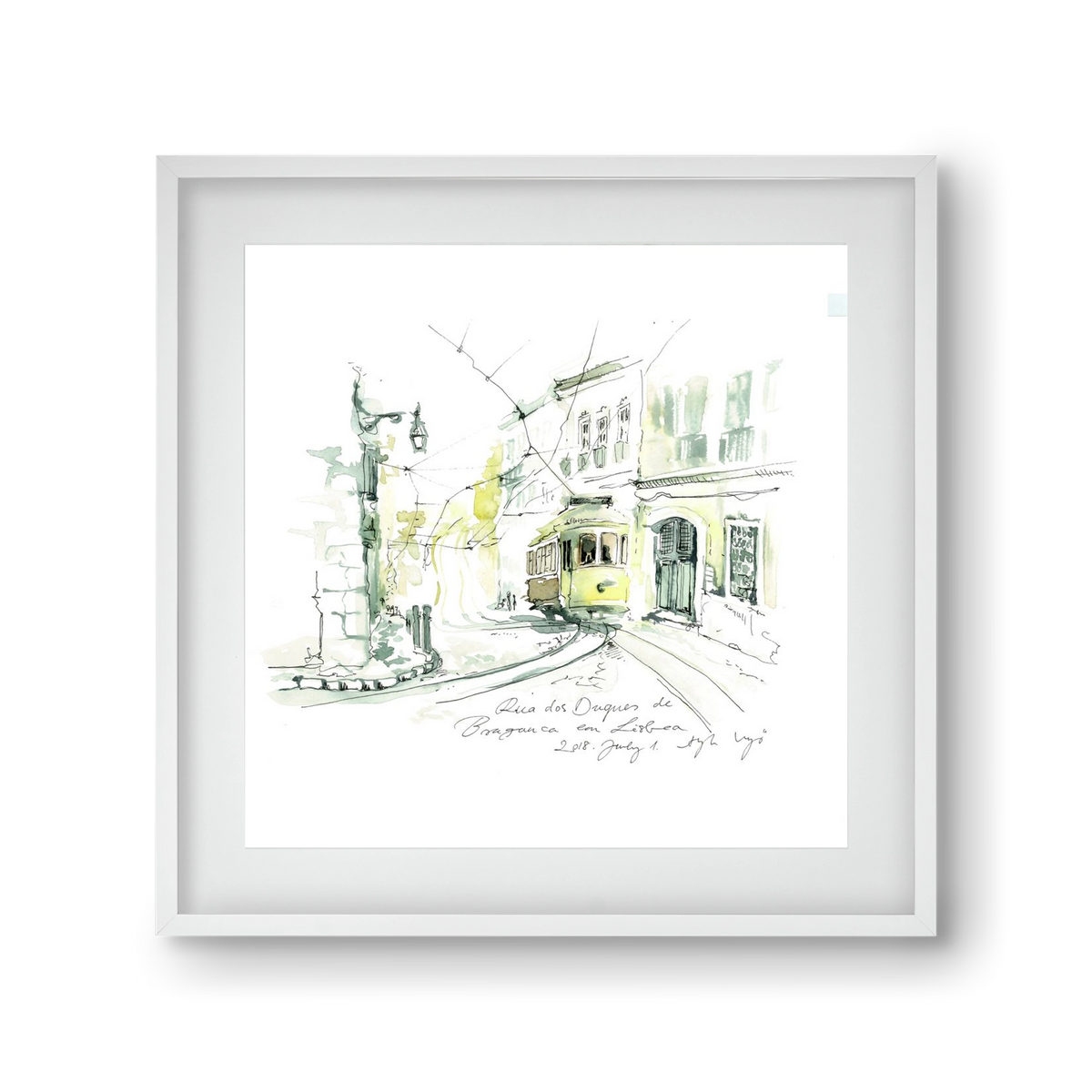 LISBON AQUARELLE NO.28, 30x30 cm (20x20 cm), Fehér keret, paszpartuval