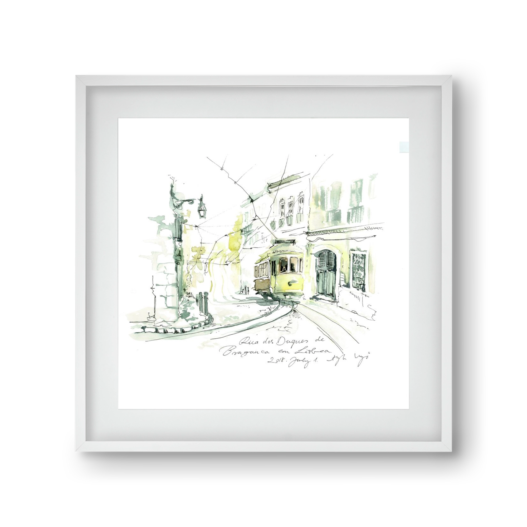 LISBON AQUARELLE NO.28, 30x30 cm (20x20 cm), Fehér keret, paszpartuval