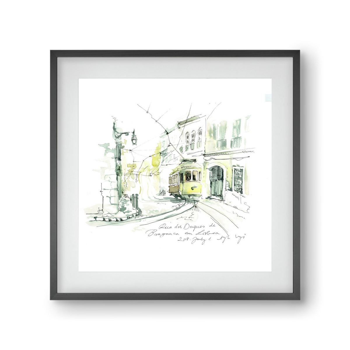 LISBON AQUARELLE NO.28, 30x30 cm (20x20 cm), Fekete keret, paszpartuval