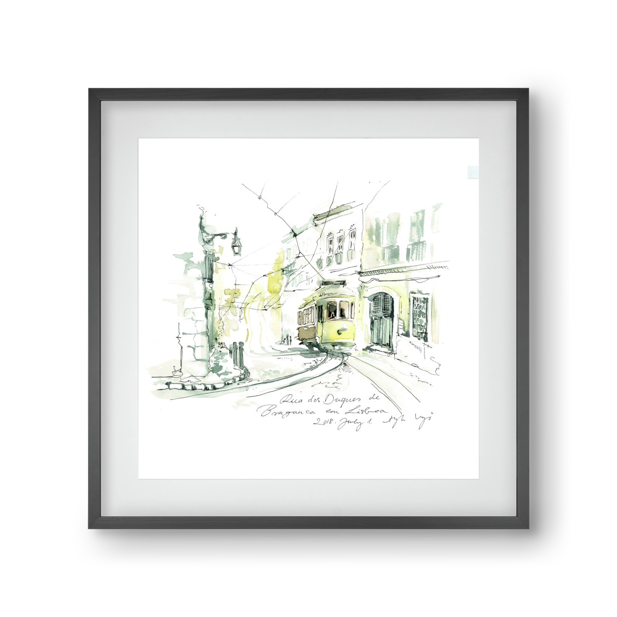 LISBON AQUARELLE NO.28, 30x30 cm (20x20 cm), Fekete keret, paszpartuval