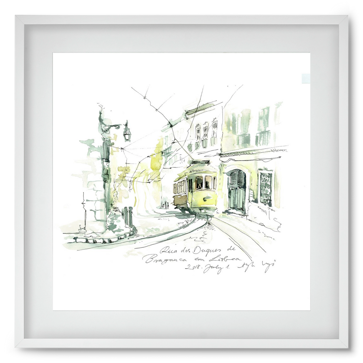 LISBON AQUARELLE NO.28, 50x50 cm (40x40 cm), Fehér keret, paszpartuval