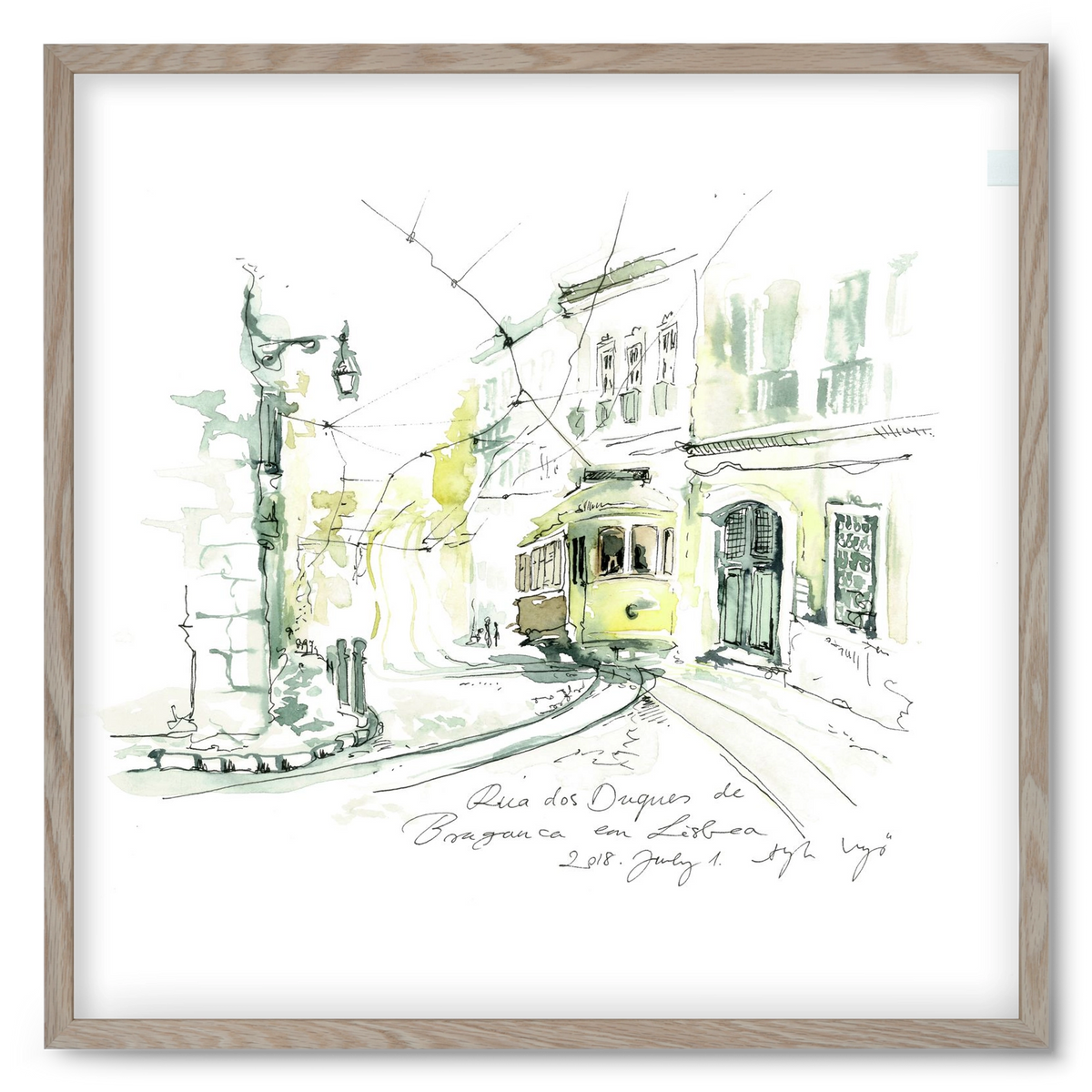 LISBON AQUARELLE NO.28, 50x50 cm (50x50 cm), Tölgy keret