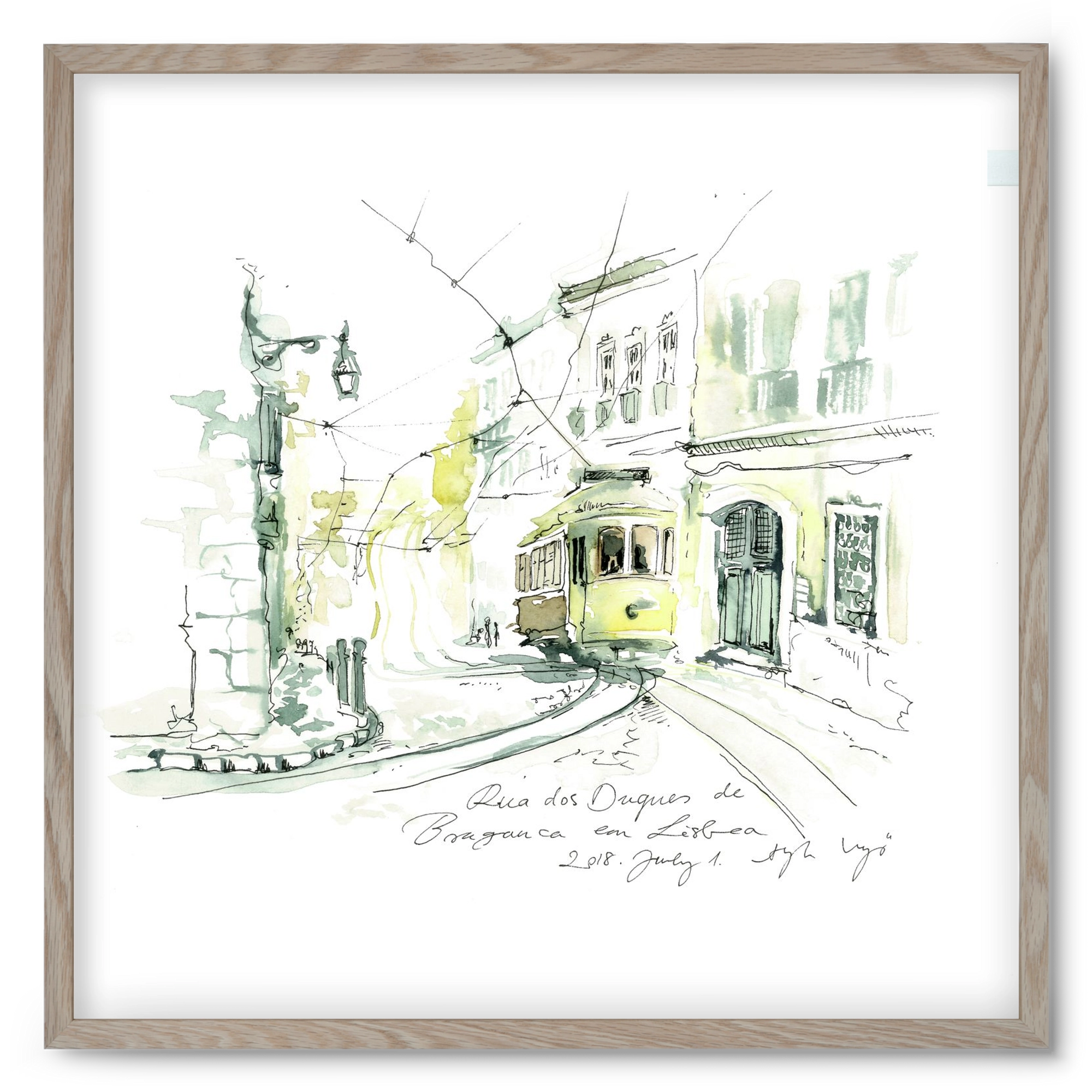 LISBON AQUARELLE NO.28, 50x50 cm (50x50 cm), Tölgy keret