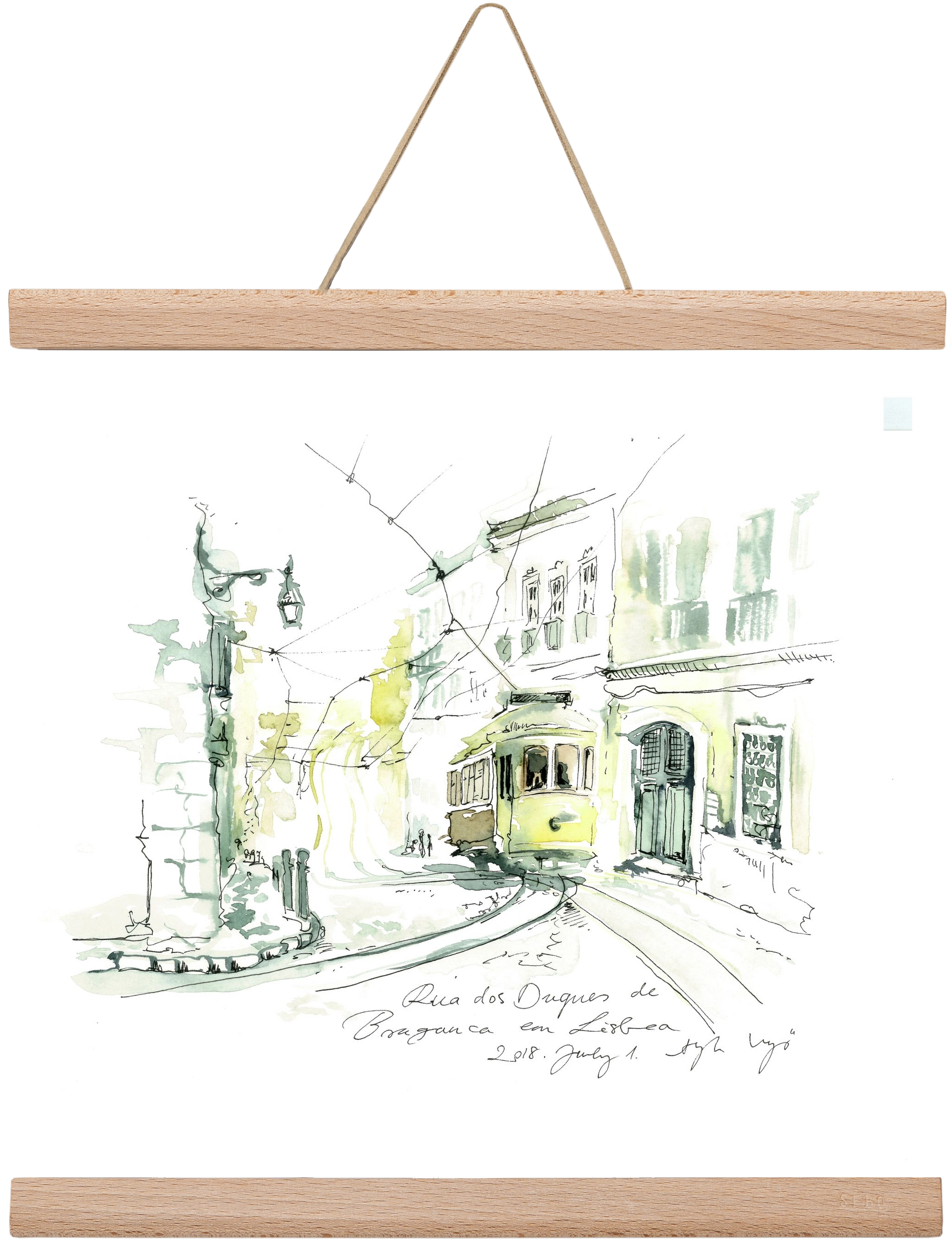 LISBON AQUARELLE NO.28, 30x30 cm (30x30 cm), Tölgy akasztó