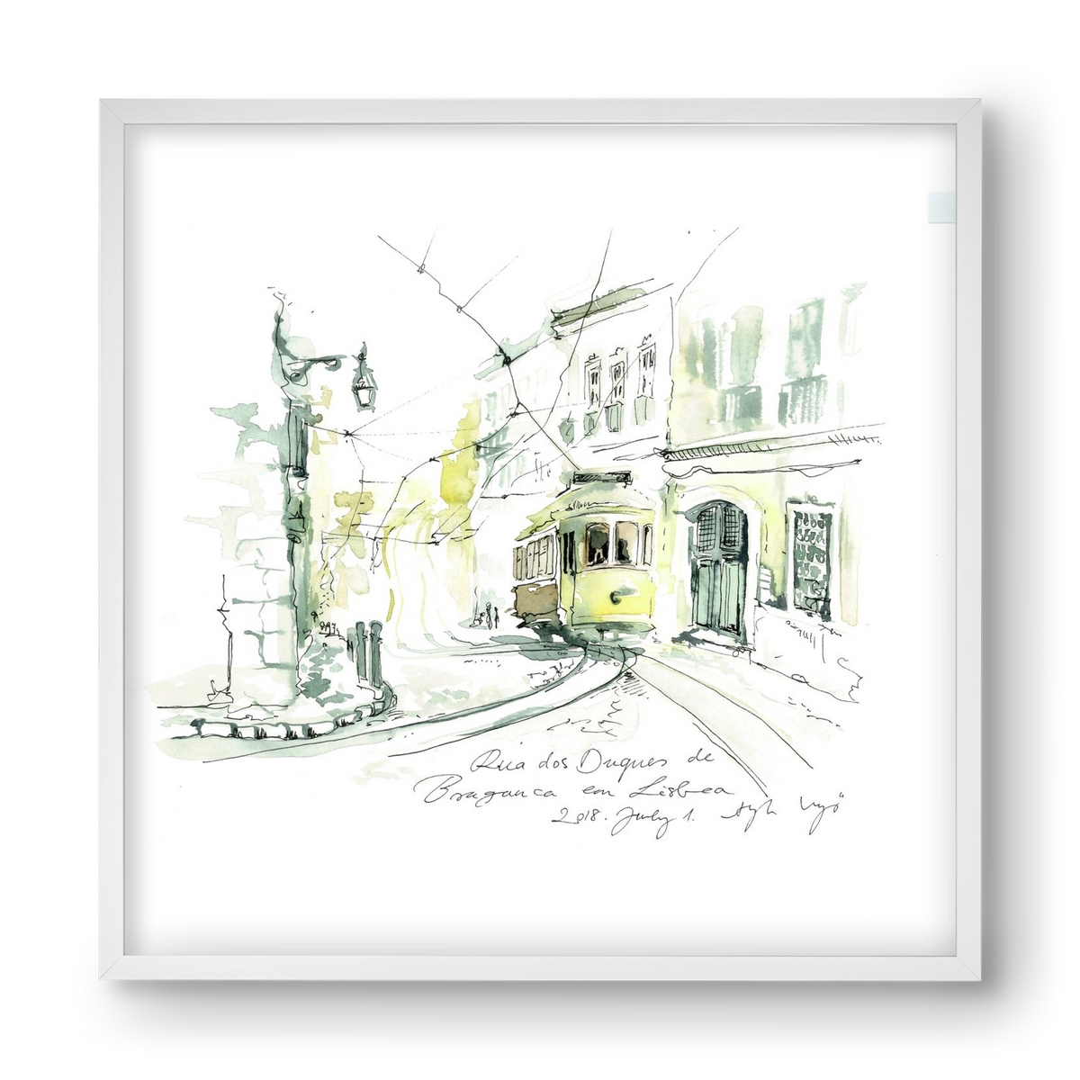 LISBON AQUARELLE NO.28, 40x40 cm (40x40 cm), Fehér keret