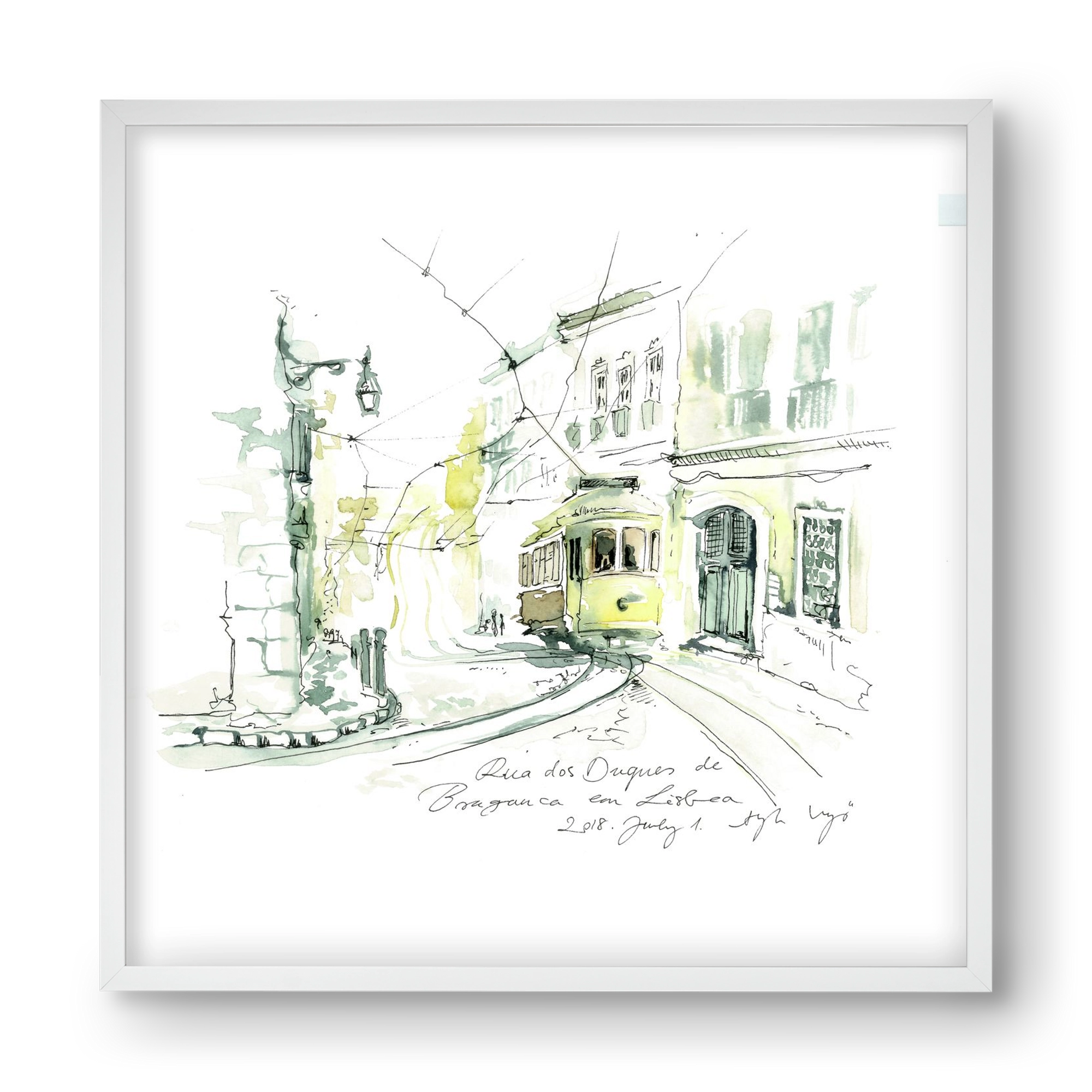 LISBON AQUARELLE NO.28, 40x40 cm (40x40 cm), Fehér keret