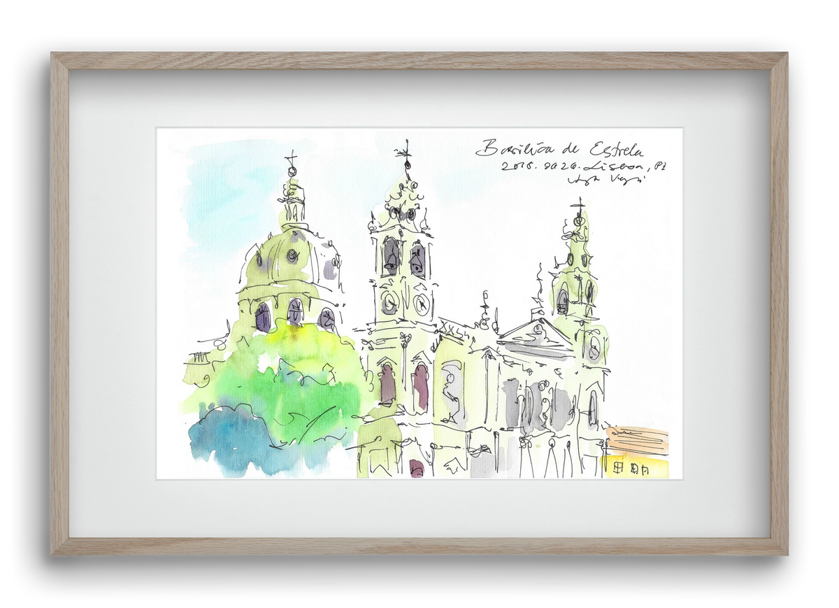 LISBON AQUARELLE NO.29, 60x40 cm (45x30 cm), Tölgy keret, paszpartuval