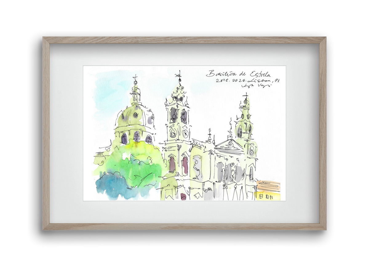 LISBON AQUARELLE NO.29, 45x30 cm (30x20 cm), Tölgy keret, paszpartuval