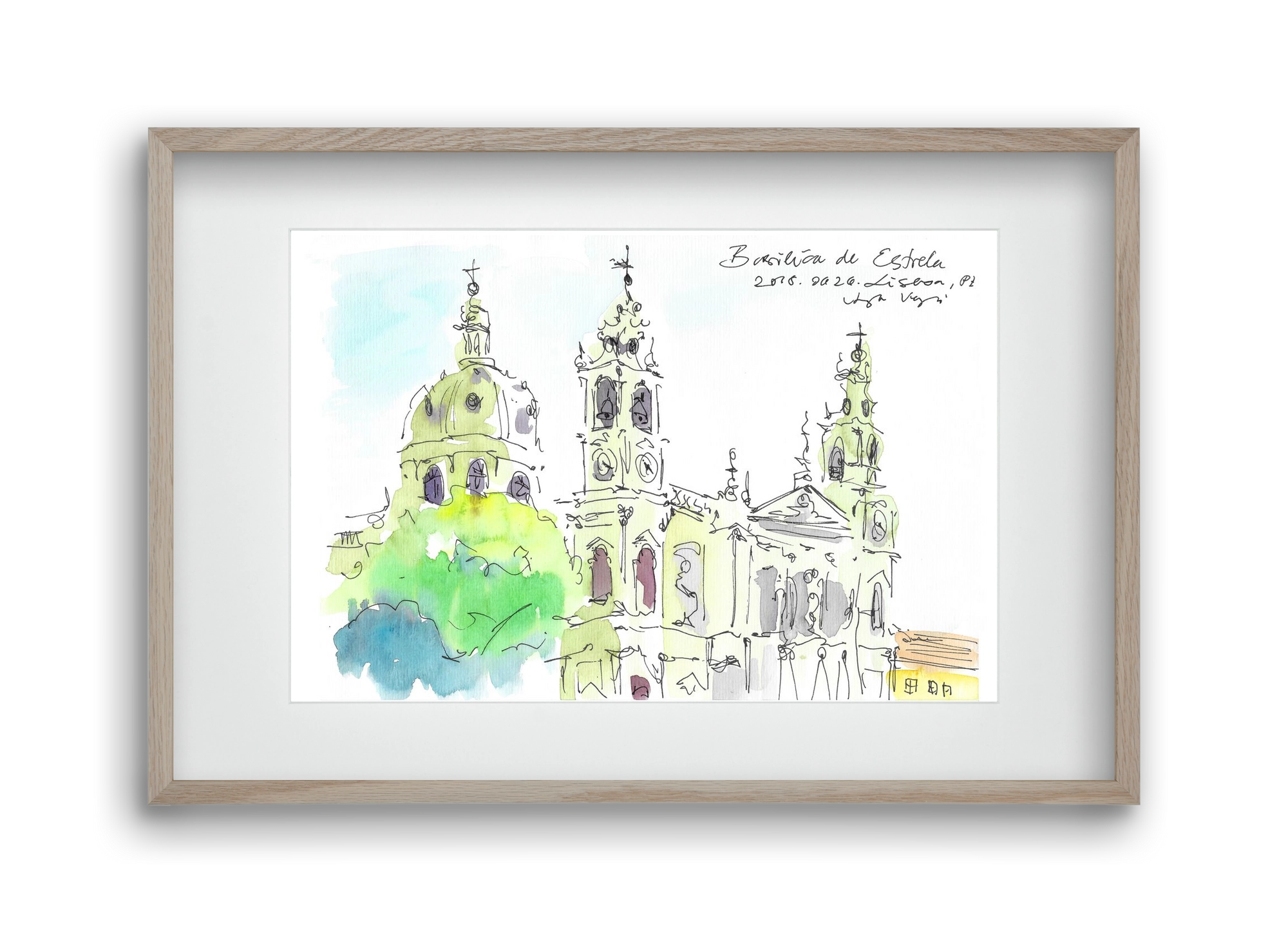 LISBON AQUARELLE NO.29, 45x30 cm (30x20 cm), Tölgy keret, paszpartuval