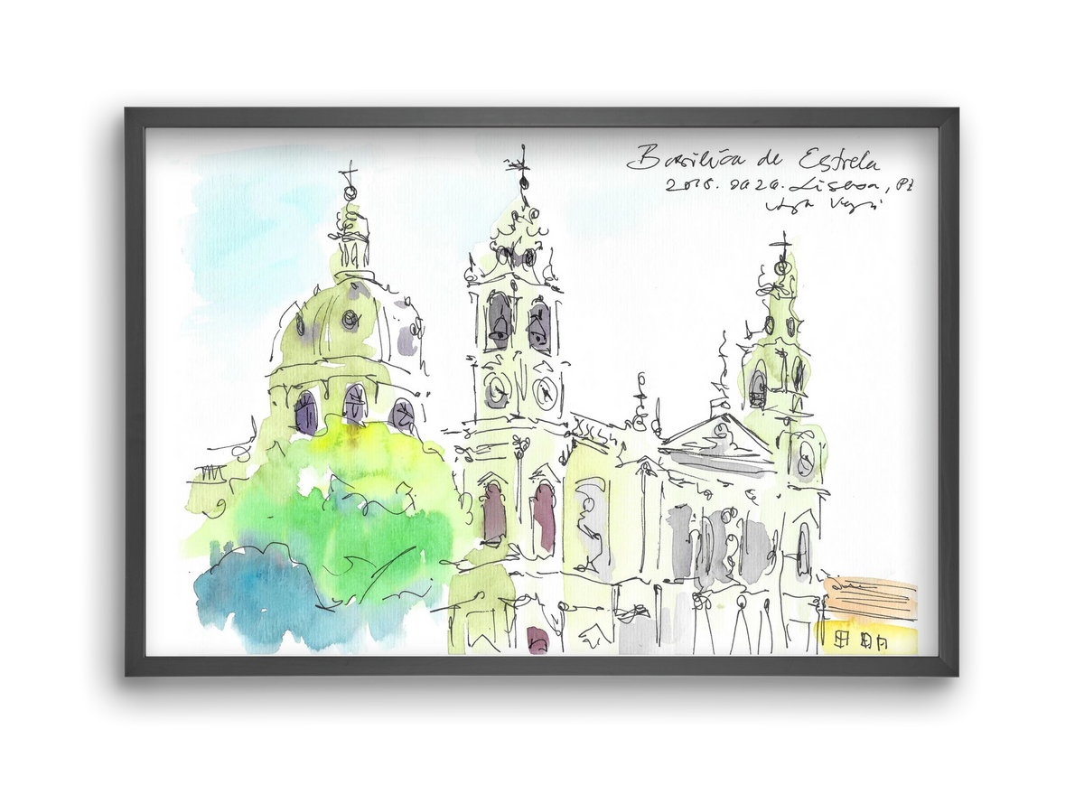 LISBON AQUARELLE NO.29, 45x30 cm (45x30 cm), Fekete keret