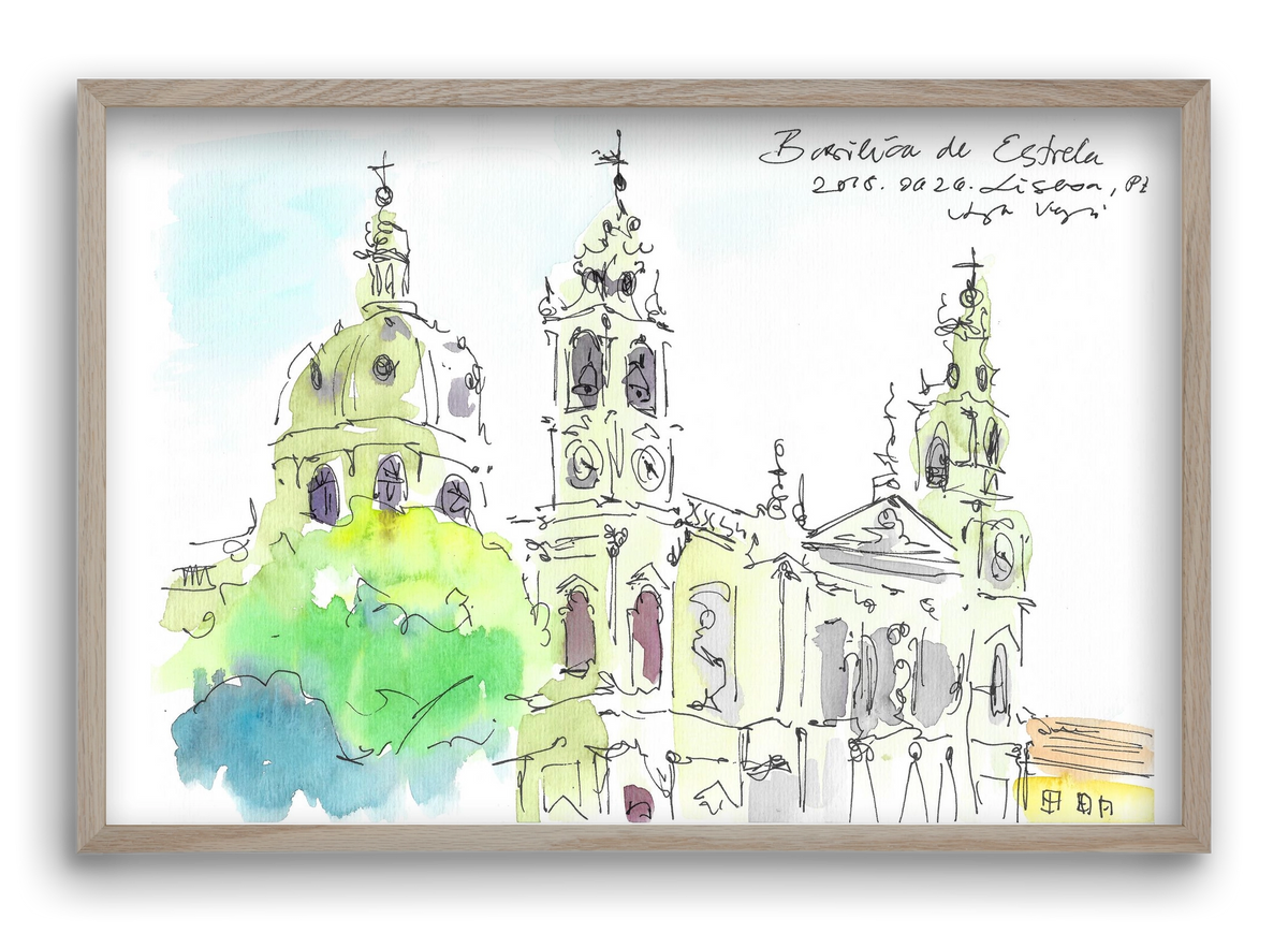 LISBON AQUARELLE NO.29, 60x40 cm (60x40 cm), Tölgy keret