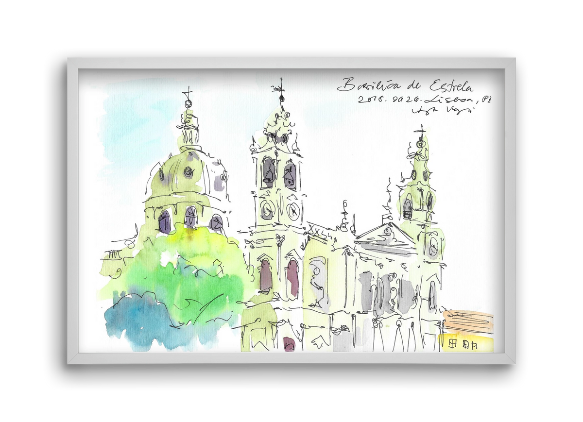 LISBON AQUARELLE NO.29, 45x30 cm (45x30 cm), Fehér keret