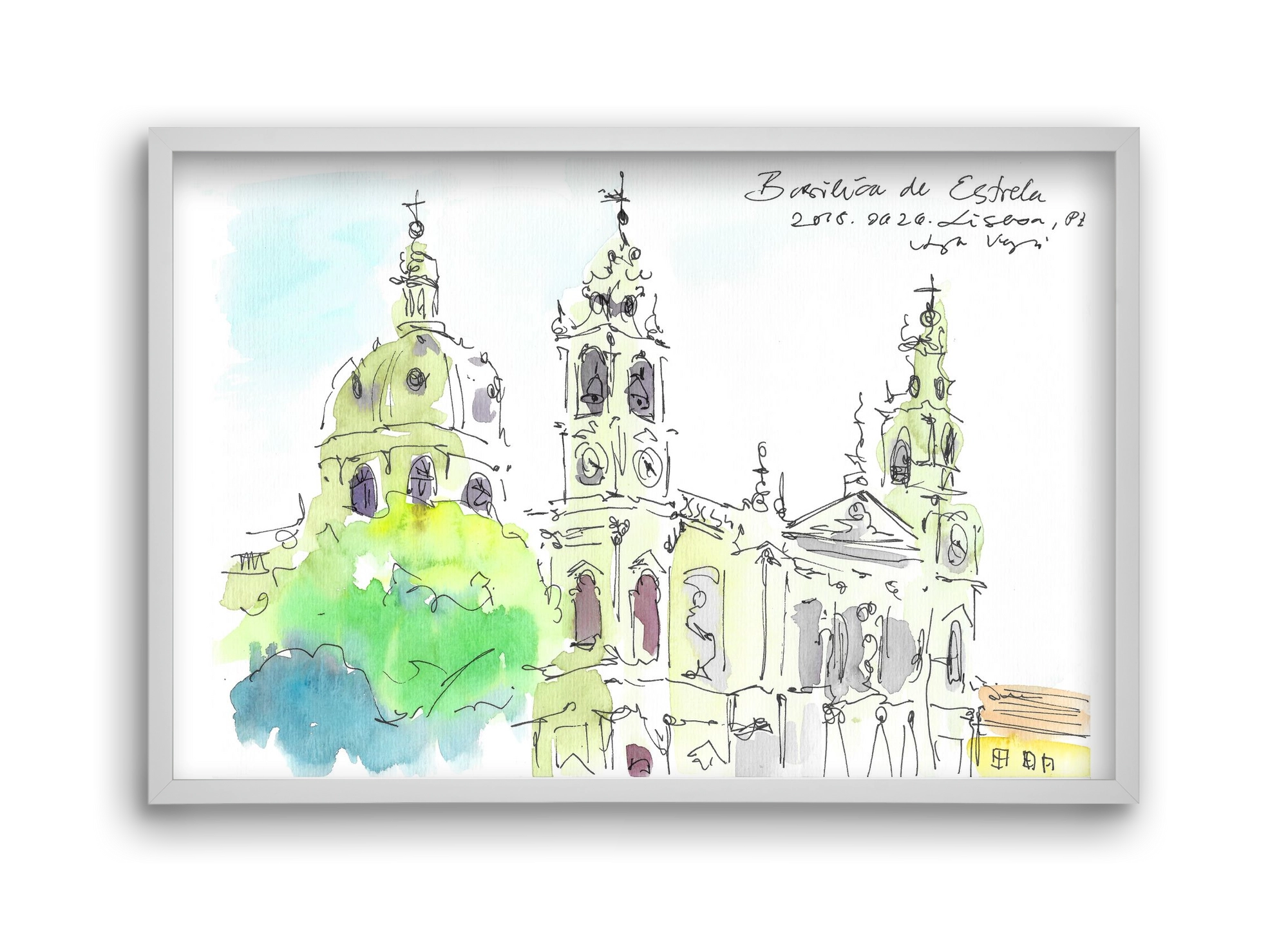 LISBON AQUARELLE NO.29, 45x30 cm (45x30 cm), Fehér keret