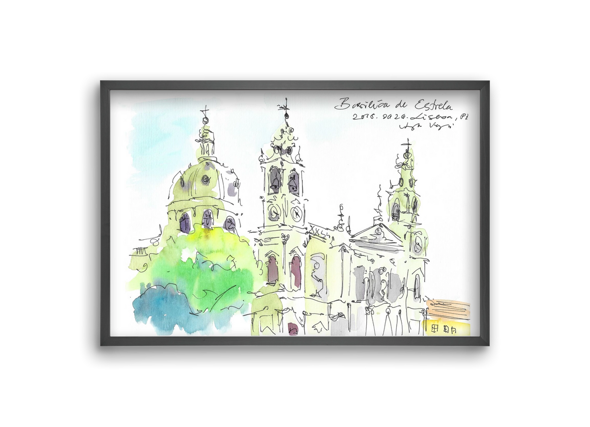 LISBON AQUARELLE NO.29, 30x20 cm (30x20 cm), Fekete keret