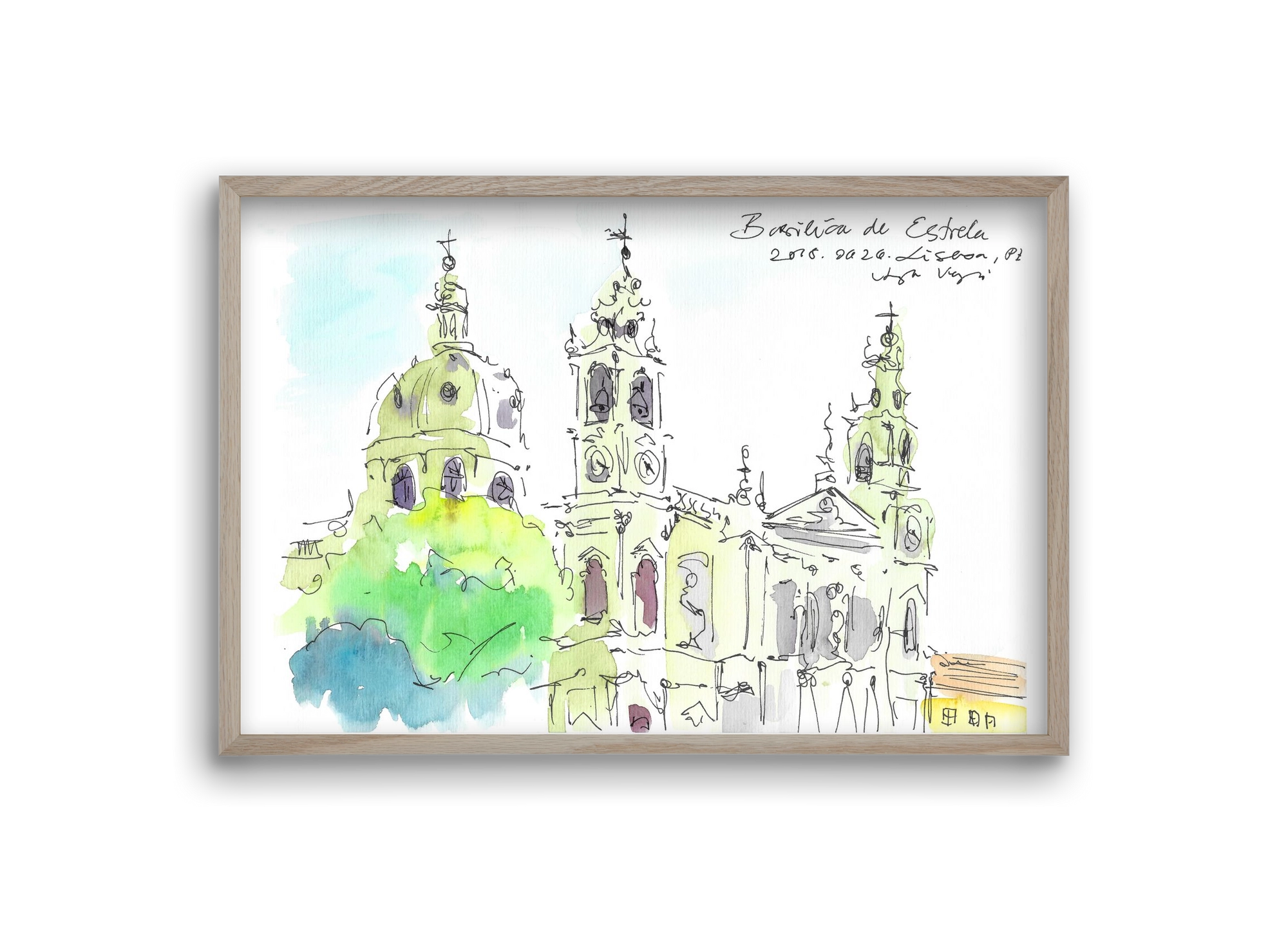 LISBON AQUARELLE NO.29, 30x20 cm (30x20 cm), Tölgy keret