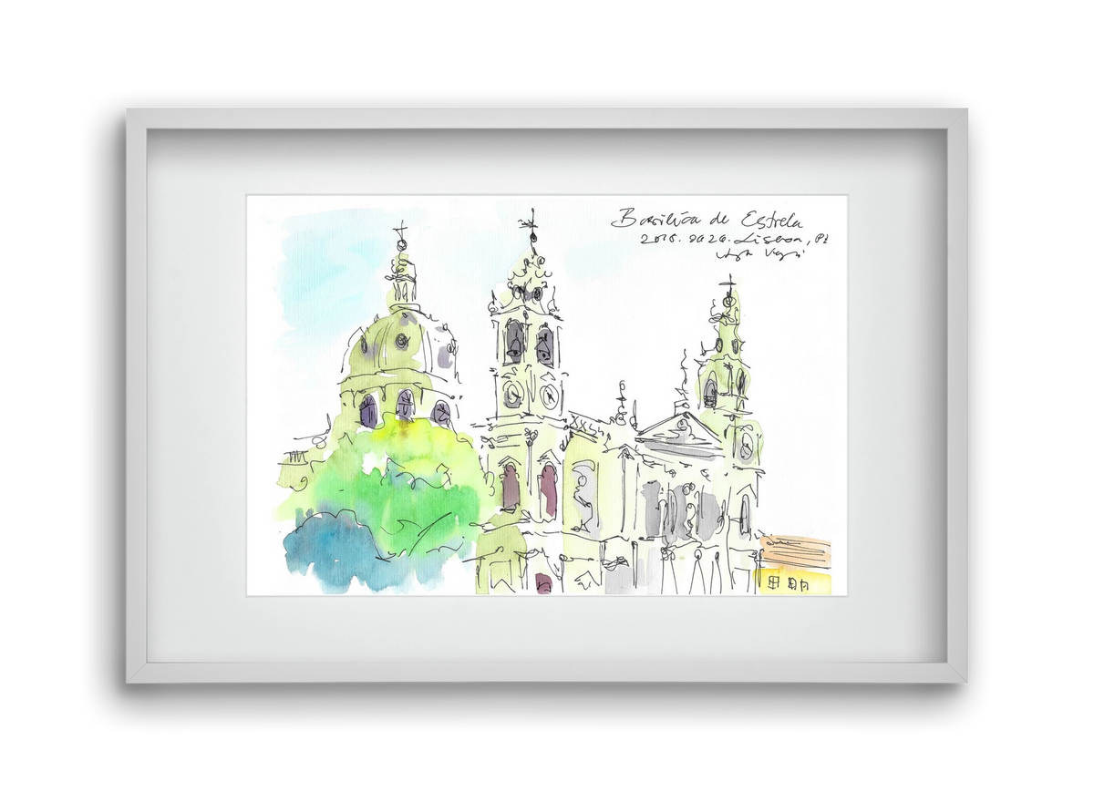 LISBON AQUARELLE NO.29, 45x30 cm (30x20 cm), Fehér keret, paszpartuval