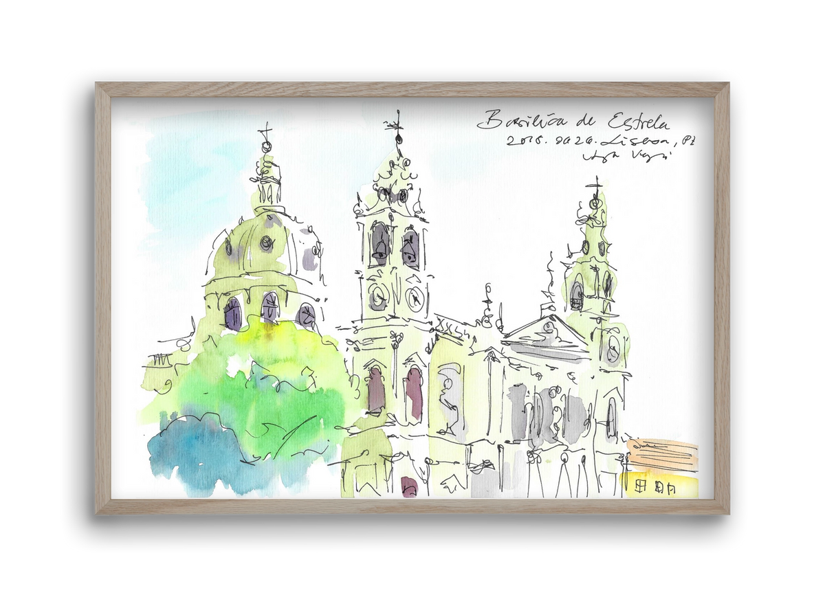 LISBON AQUARELLE NO.29, 45x30 cm (45x30 cm), Tölgy keret