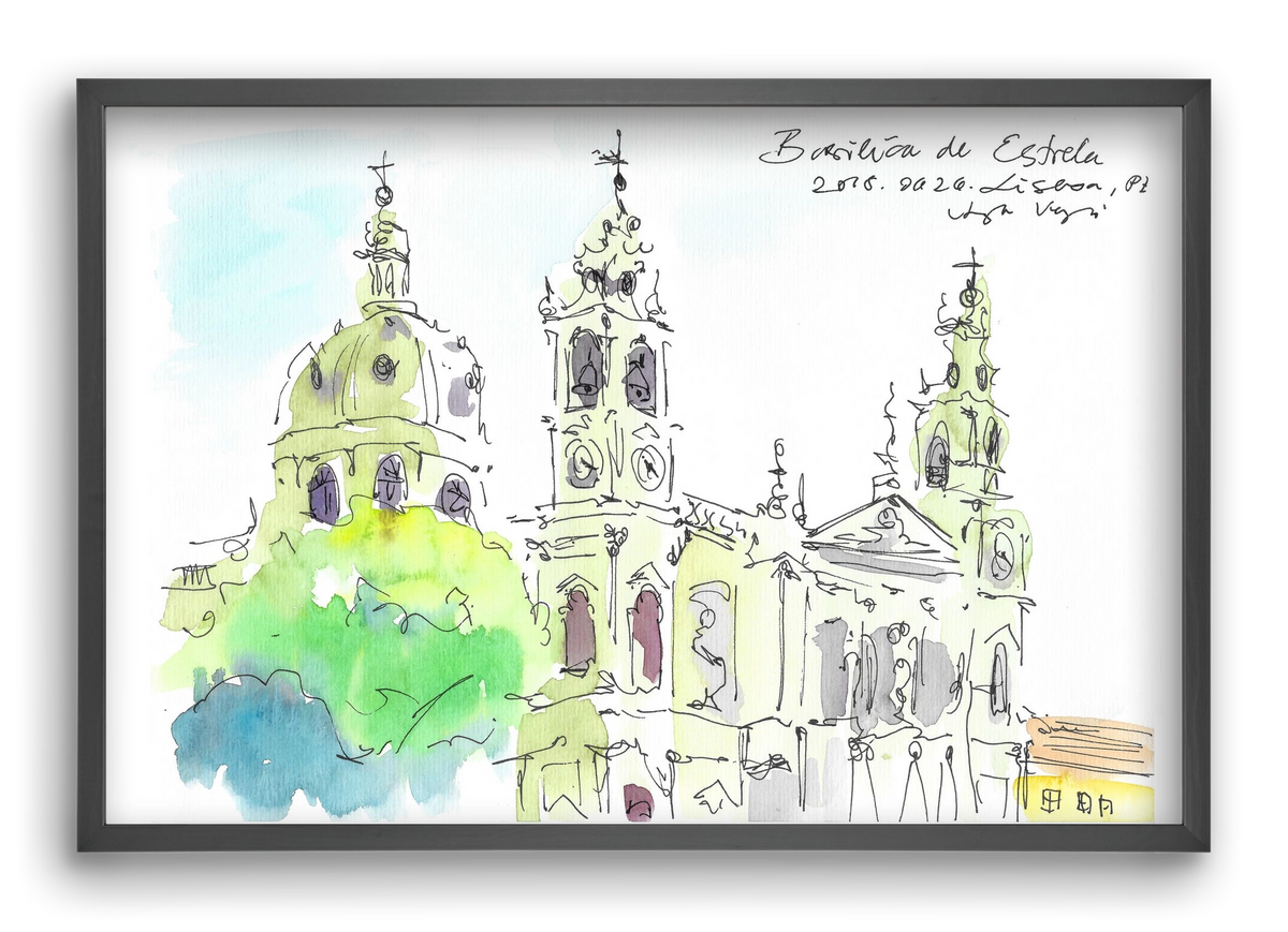 LISBON AQUARELLE NO.29, 60x40 cm (60x40 cm), Fekete keret