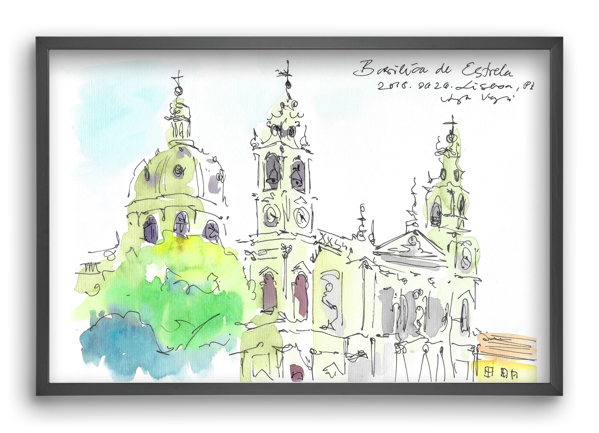 LISBON AQUARELLE NO.29, 60x40 cm (60x40 cm), Fekete keret