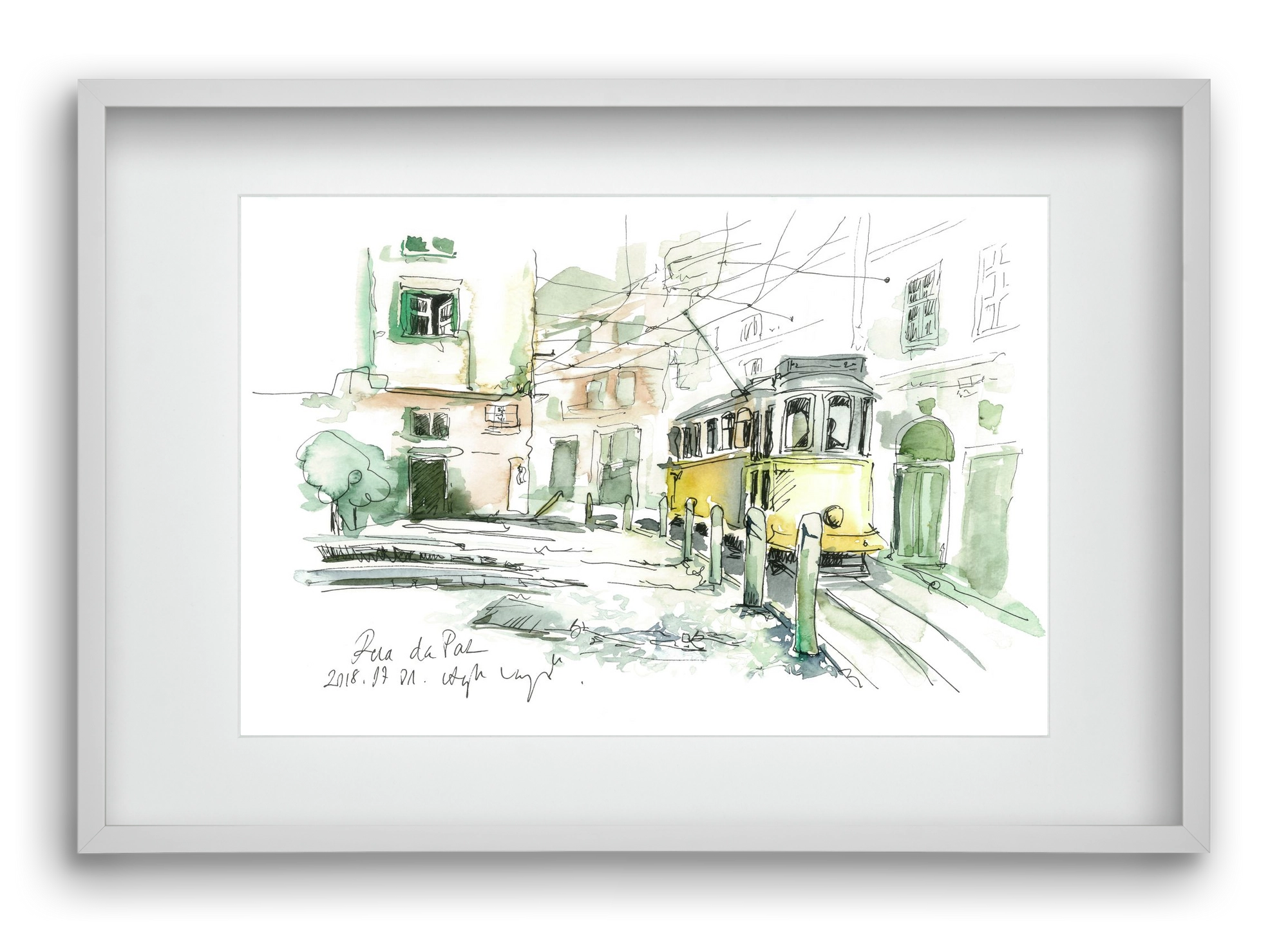 LISBON AQUARELLE NO.30, 60x40 cm (45x30 cm), Fehér keret, paszpartuval
