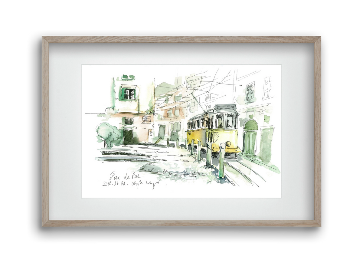 LISBON AQUARELLE NO.30, 45x30 cm (30x20 cm), Tölgy keret, paszpartuval