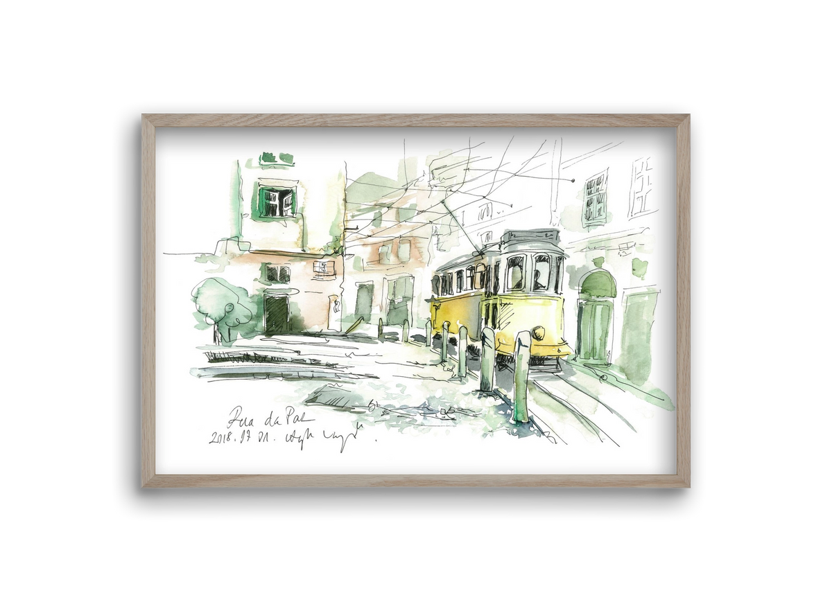 LISBON AQUARELLE NO.30, 30x20 cm (30x20 cm), Tölgy keret