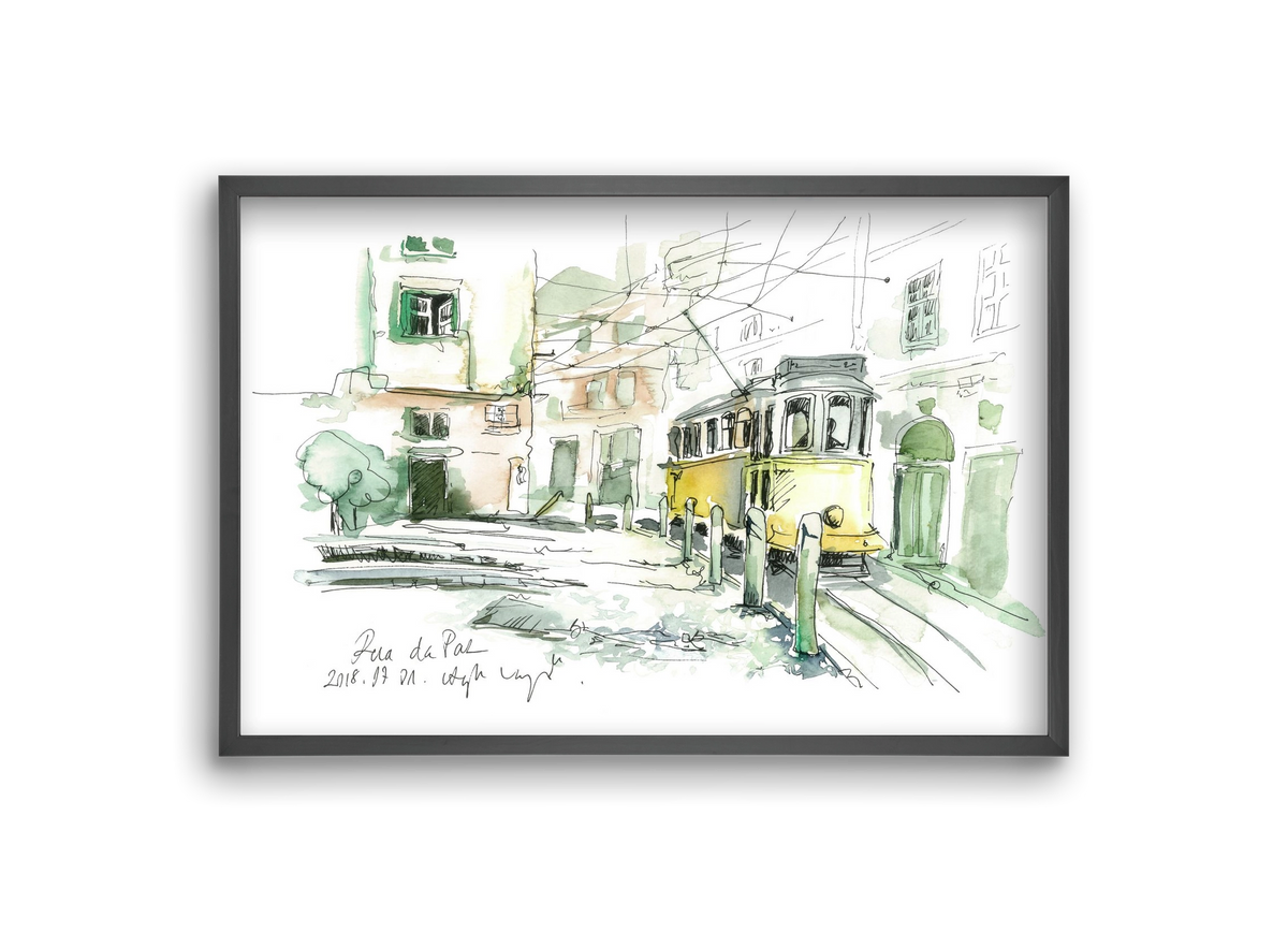 LISBON AQUARELLE NO.30, 30x20 cm (30x20 cm), Fekete keret