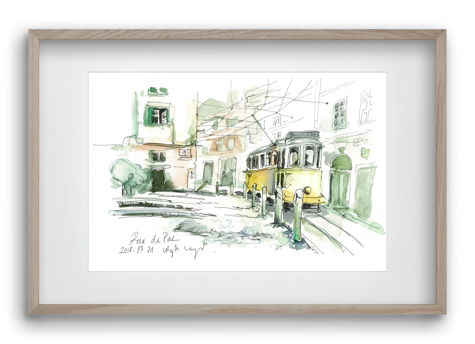 LISBON AQUARELLE NO.30, 60x40 cm (45x30 cm), Tölgy keret, paszpartuval