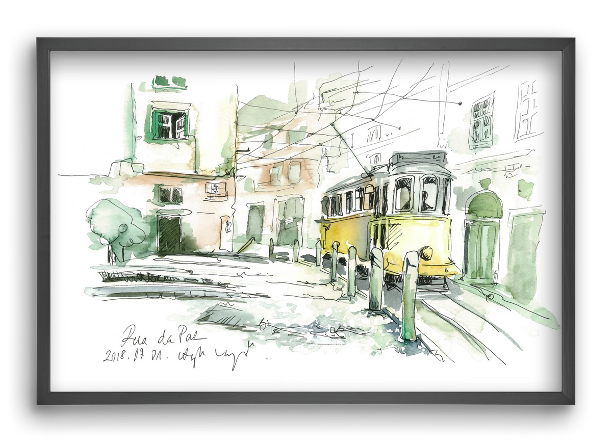 LISBON AQUARELLE NO.30, 60x40 cm (60x40 cm), Fekete keret