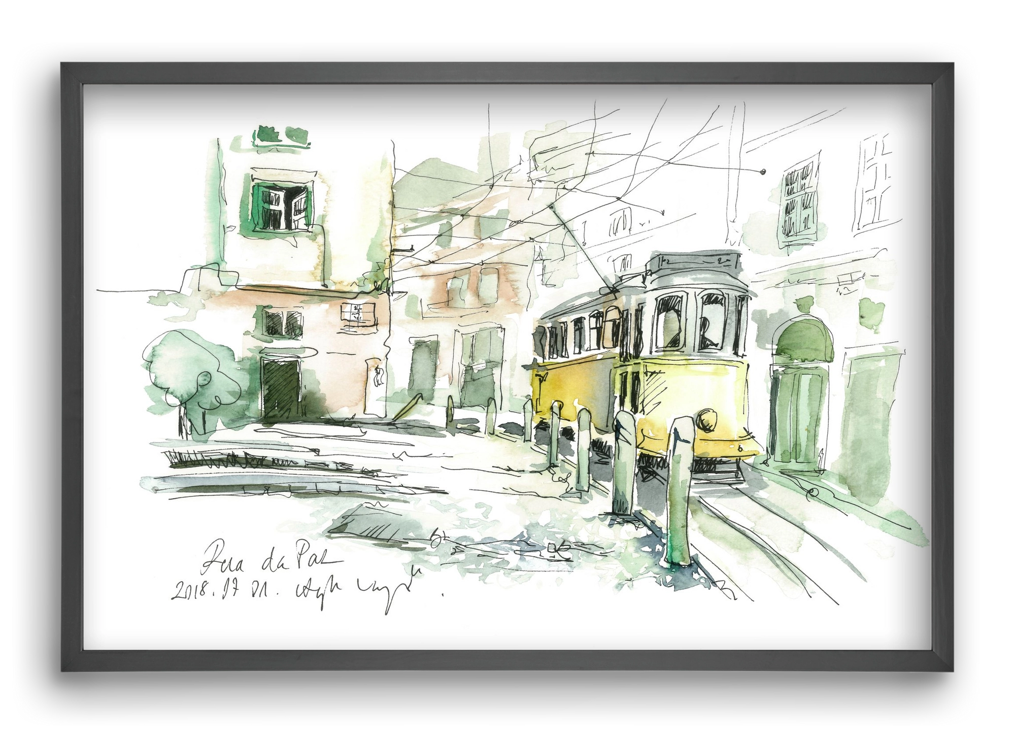 LISBON AQUARELLE NO.30, 60x40 cm (60x40 cm), Fekete keret