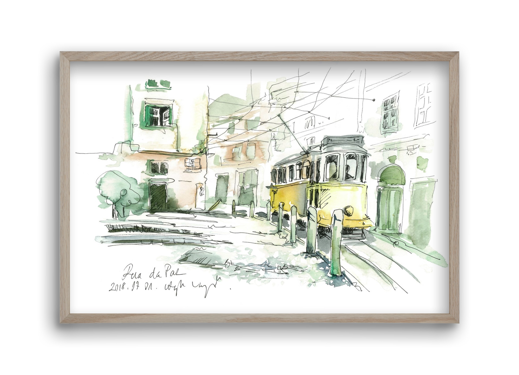 LISBON AQUARELLE NO.30, 45x30 cm (45x30 cm), Tölgy keret