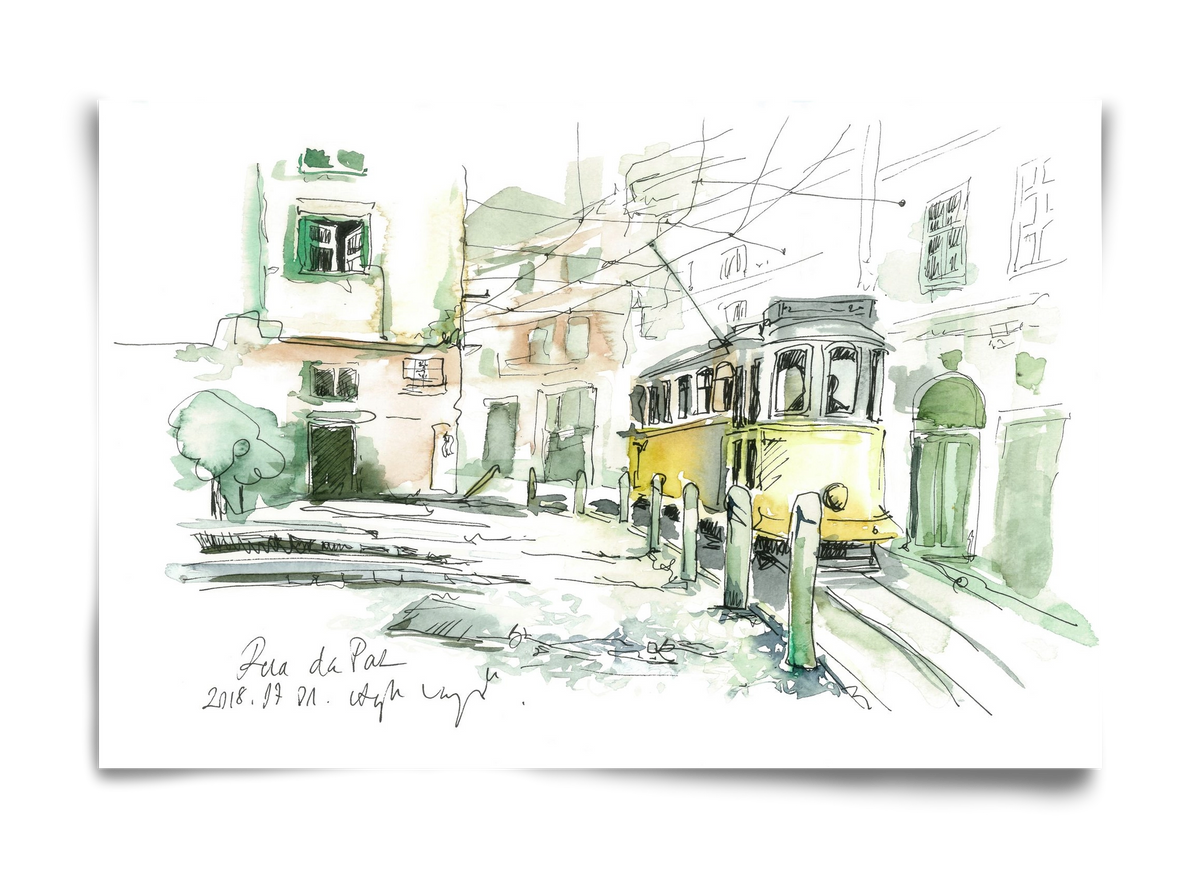 LISBON AQUARELLE NO.30, 60x40 cm, Keret nélkül