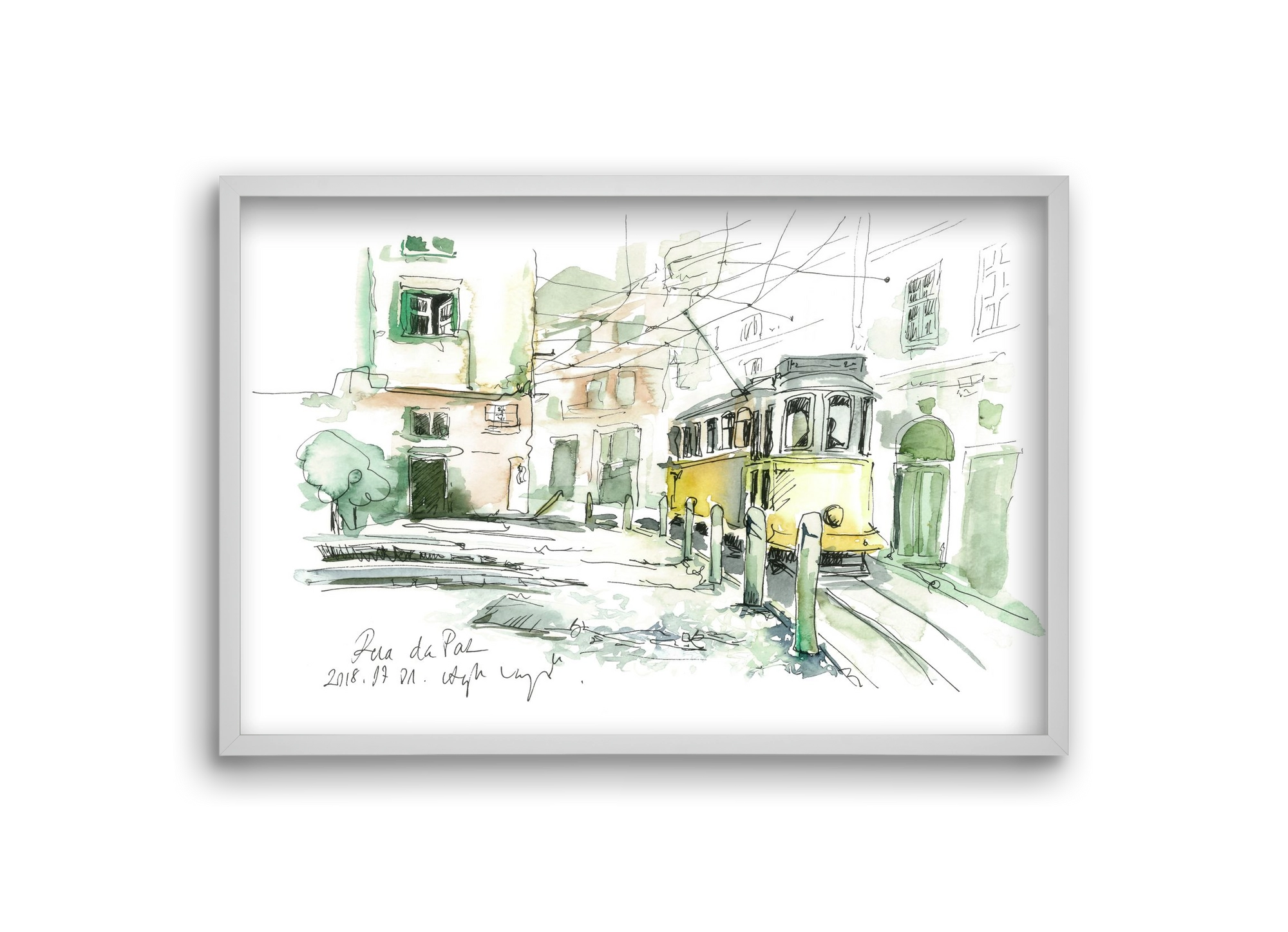 LISBON AQUARELLE NO.30, 30x20 cm (30x20 cm), Fehér keret