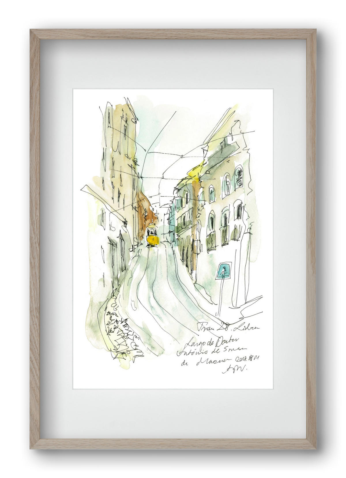 LISBON AQUARELLE NO.31, 40x60 cm (30x45 cm), Tölgy keret, paszpartuval