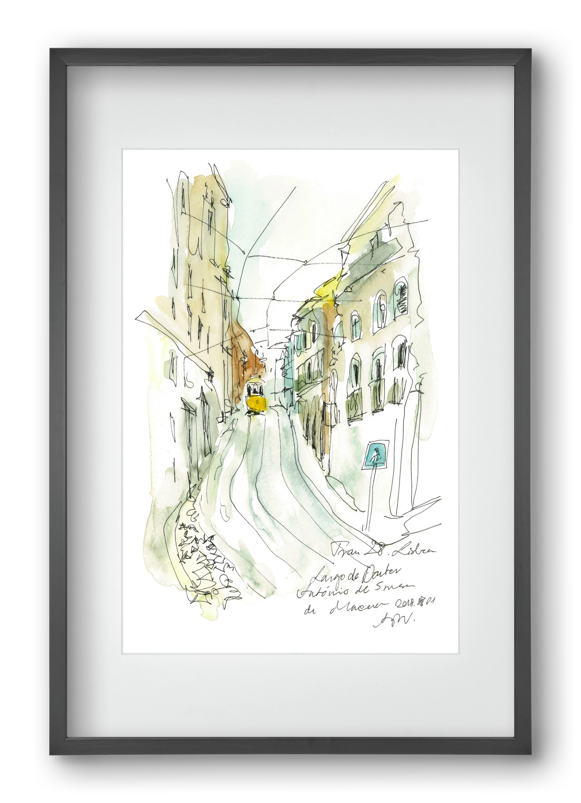 LISBON AQUARELLE NO.31, 40x60 cm (30x45 cm), Fekete keret, paszpartuval