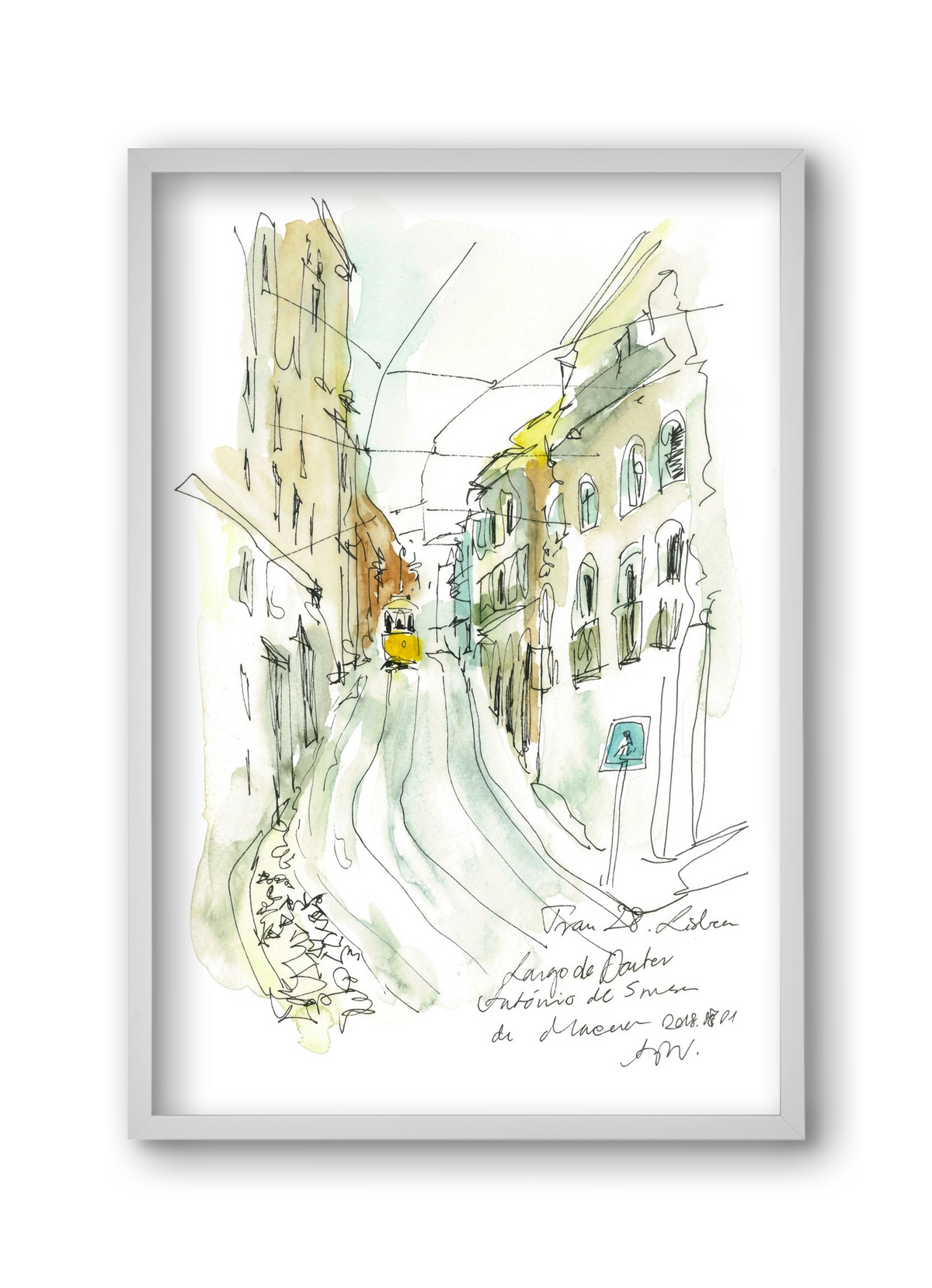 LISBON AQUARELLE NO.31, 30x45 cm (30x45 cm), Fehér keret