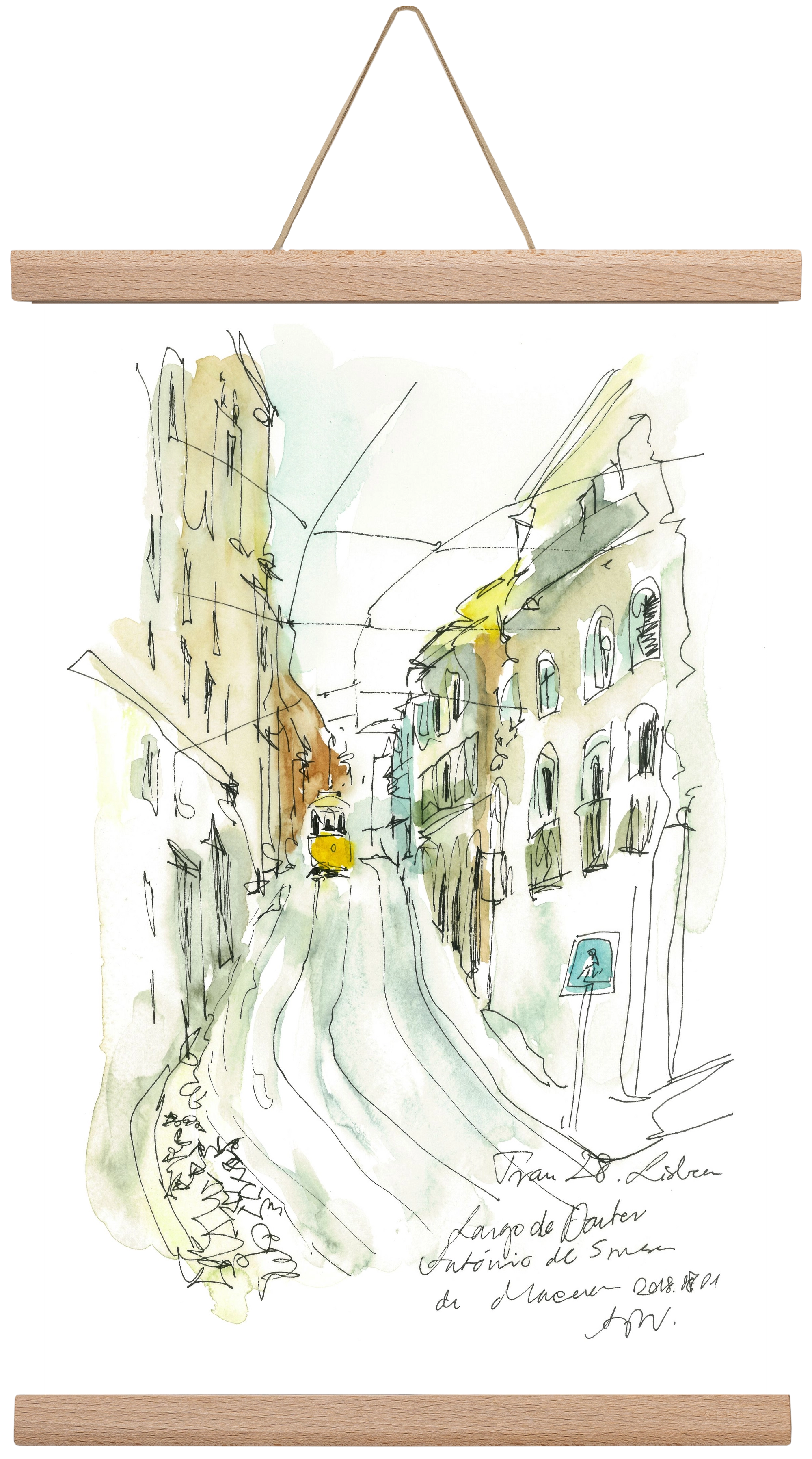 LISBON AQUARELLE NO.31, 30x45 cm (30x45 cm), Tölgy akasztó