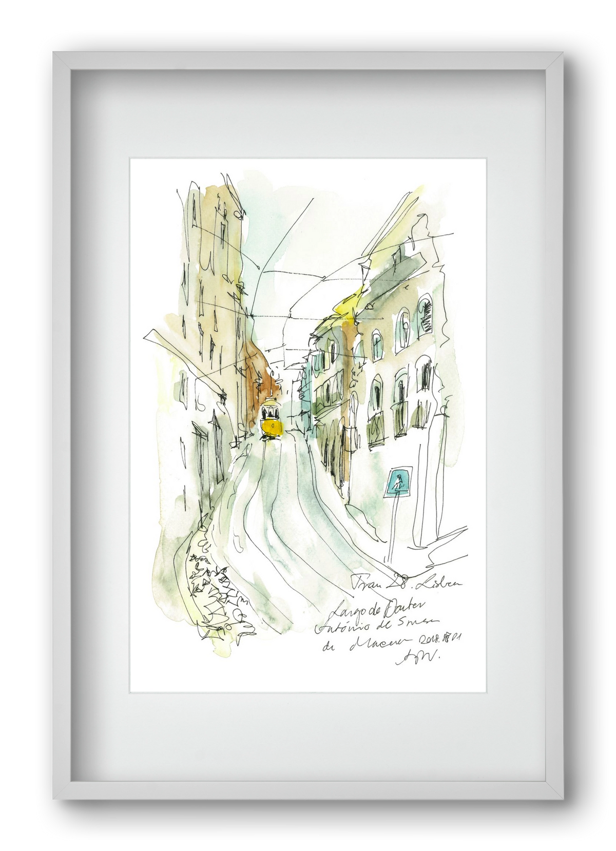 LISBON AQUARELLE NO.31, 40x60 cm (30x45 cm), Fehér keret, paszpartuval