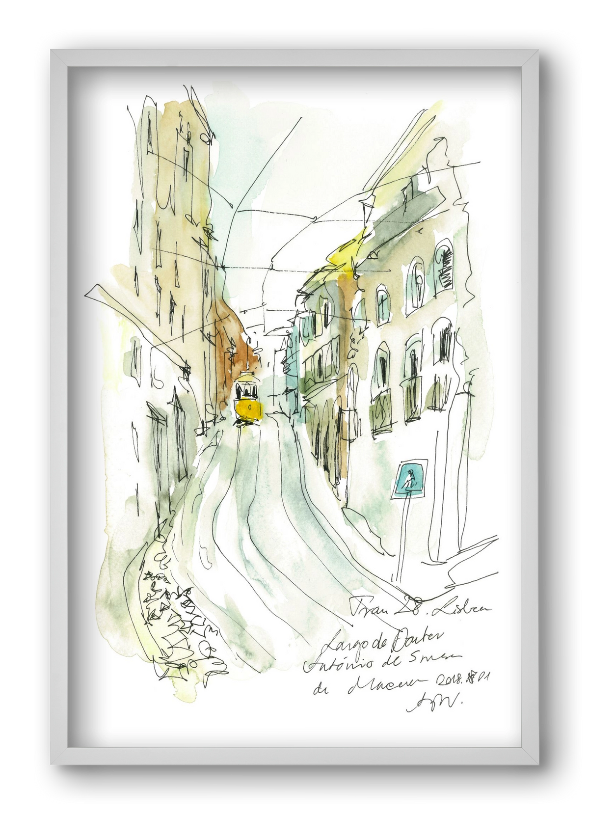 LISBON AQUARELLE NO.31, 40x60 cm (40x60 cm), Fehér keret