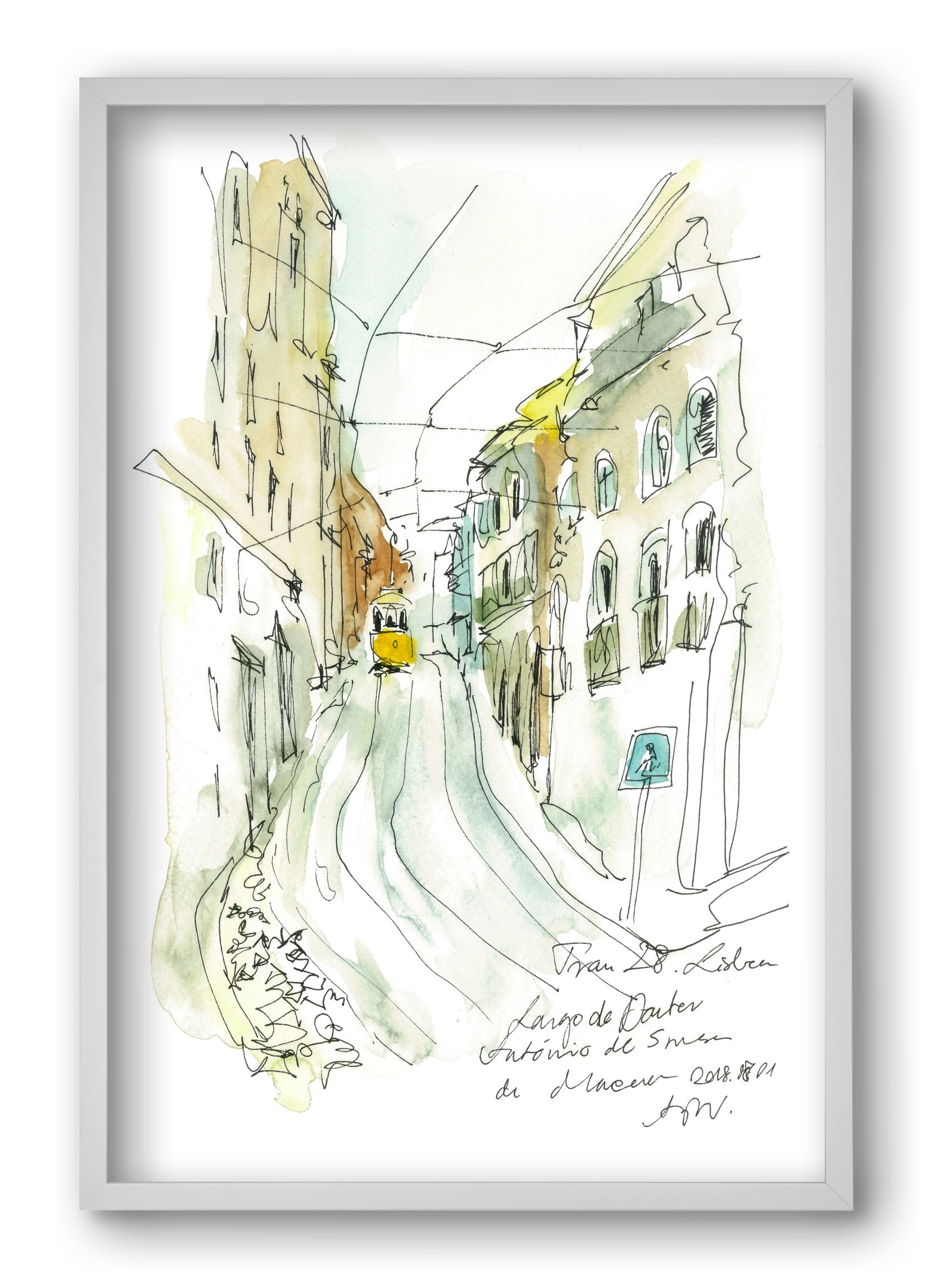 LISBON AQUARELLE NO.31, 40x60 cm (40x60 cm), Fehér keret