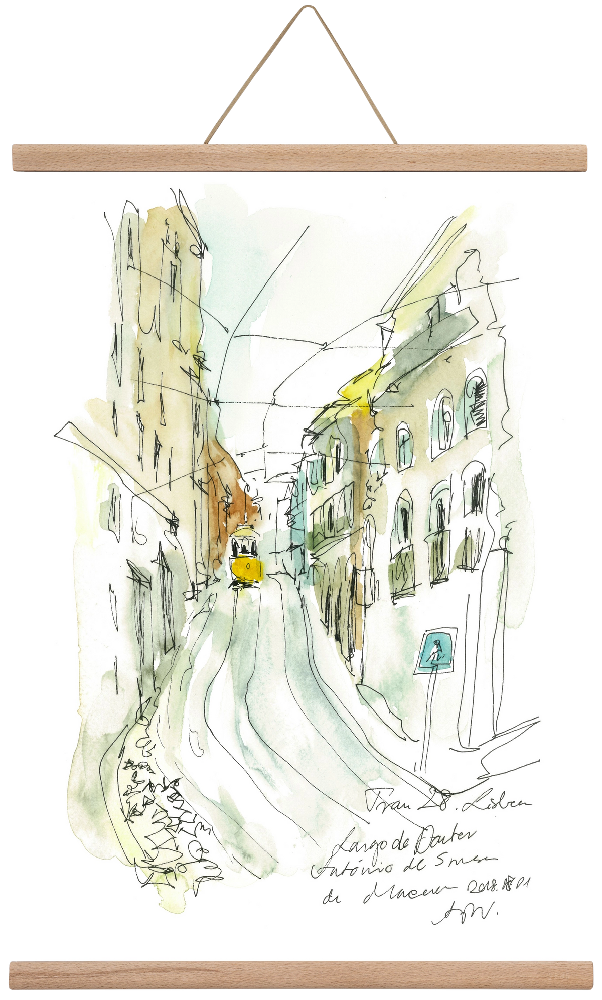 LISBON AQUARELLE NO.31, 40x60 cm (40x60 cm), Tölgy akasztó