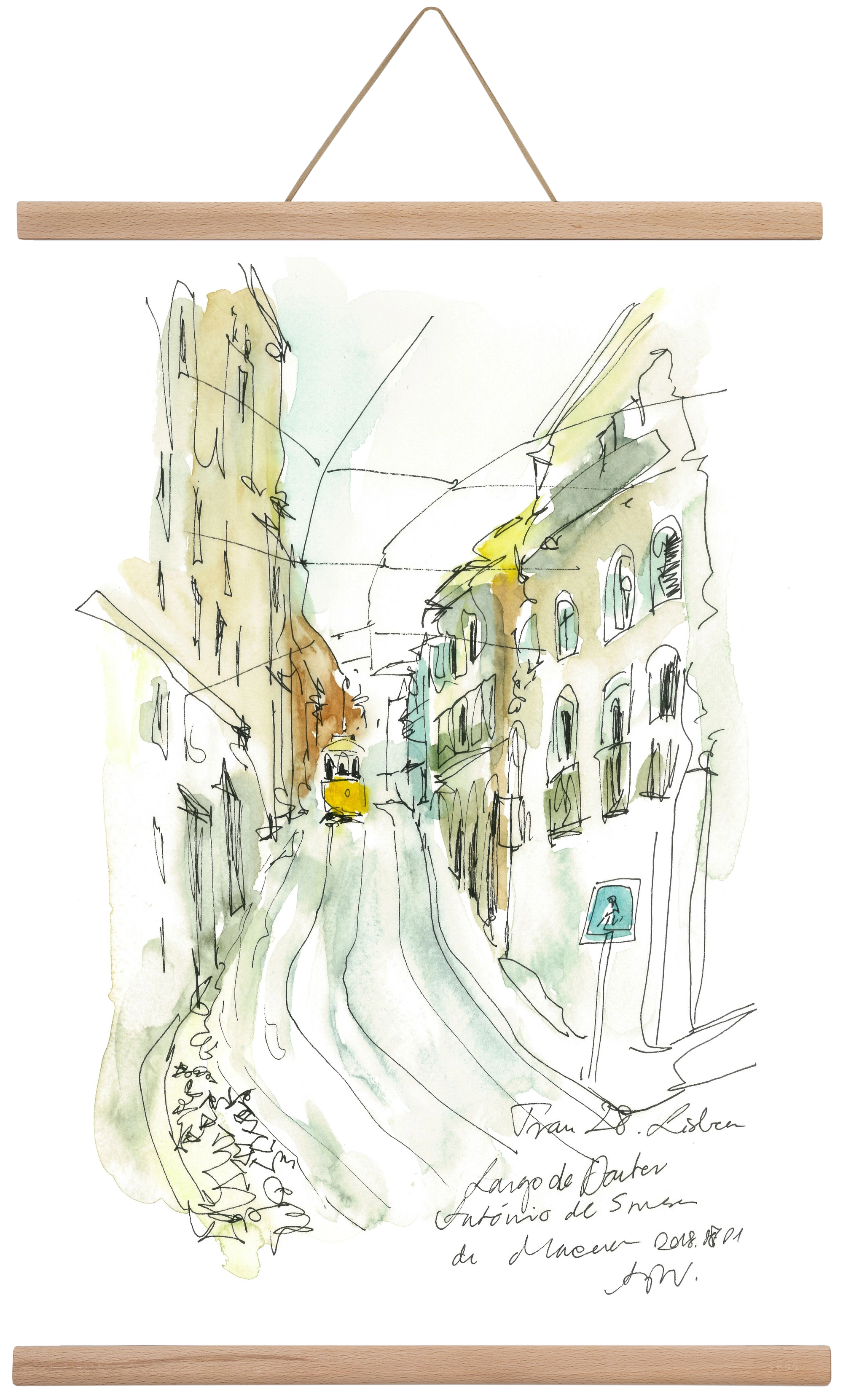 LISBON AQUARELLE NO.31, 40x60 cm (40x60 cm), Tölgy akasztó