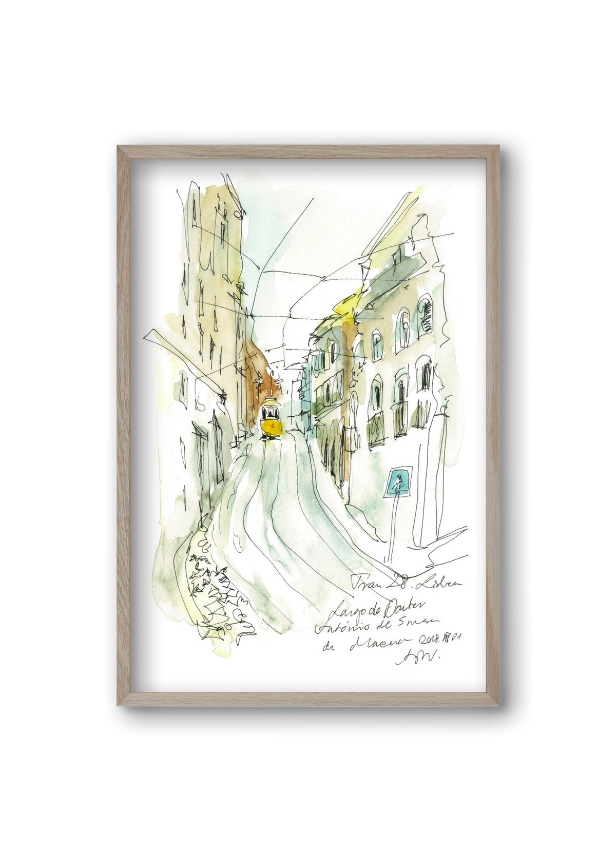 LISBON AQUARELLE NO.31, 20x30 cm (20x30 cm), Tölgy keret