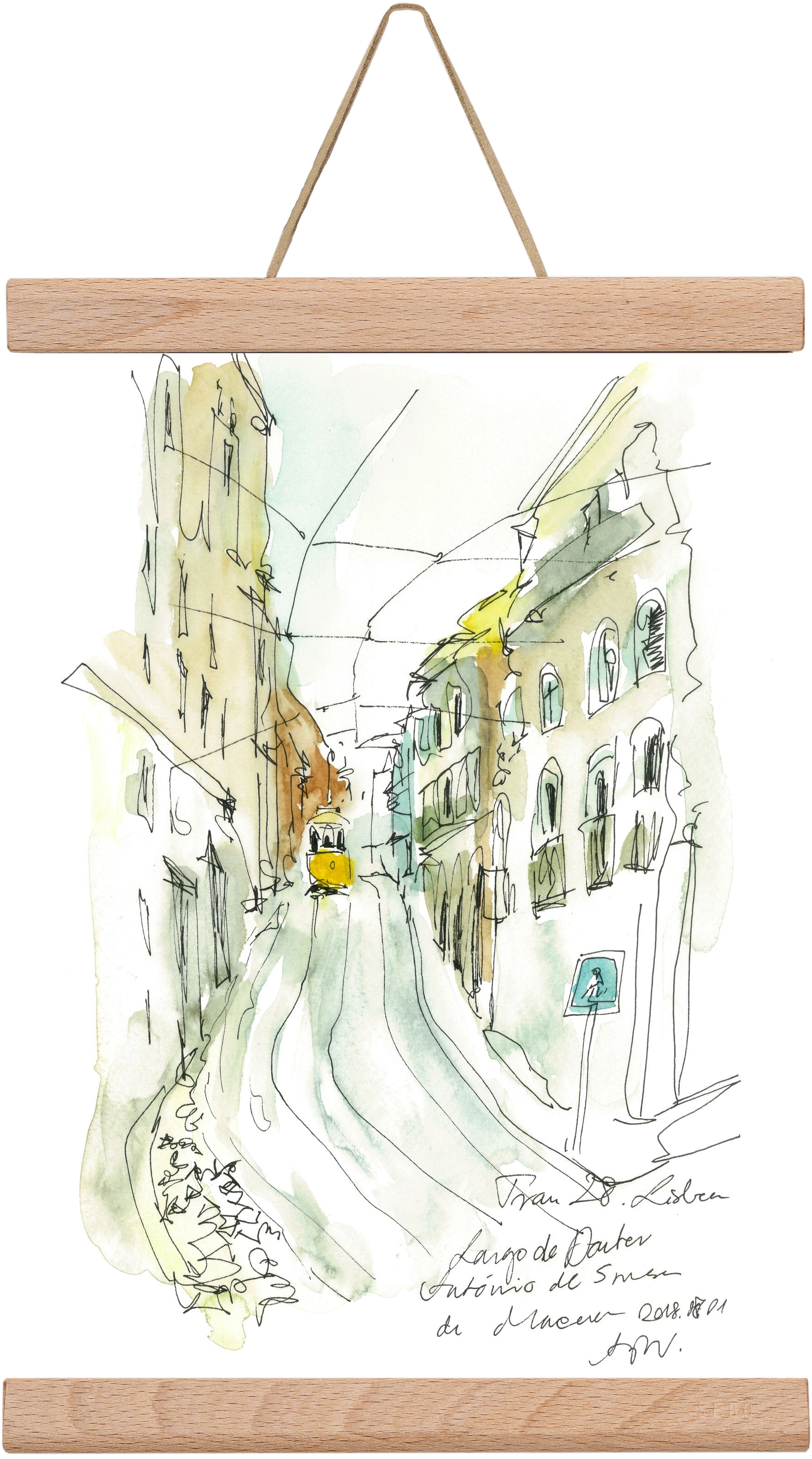 LISBON AQUARELLE NO.31, 20x30 cm (20x30 cm), Tölgy akasztó