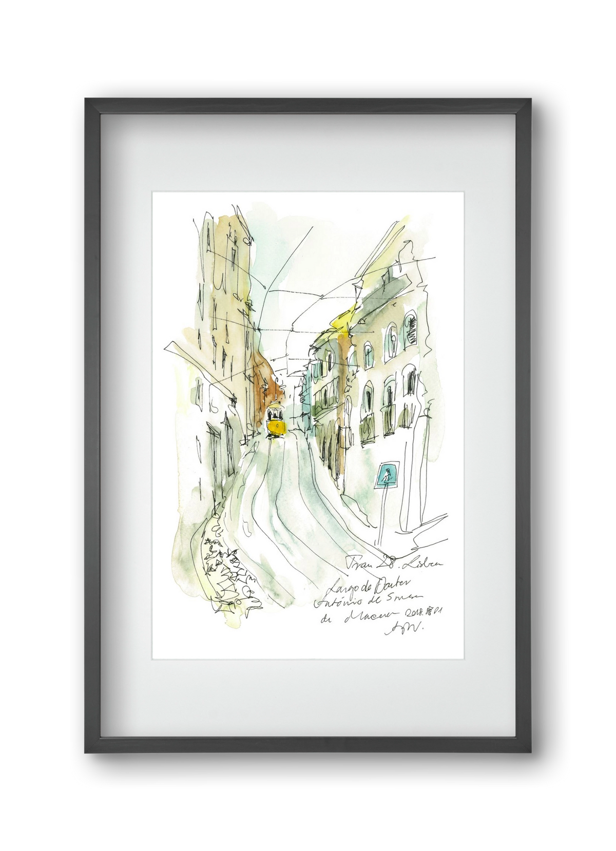 LISBON AQUARELLE NO.31, 30x45 cm (20x30 cm), Fekete keret, paszpartuval