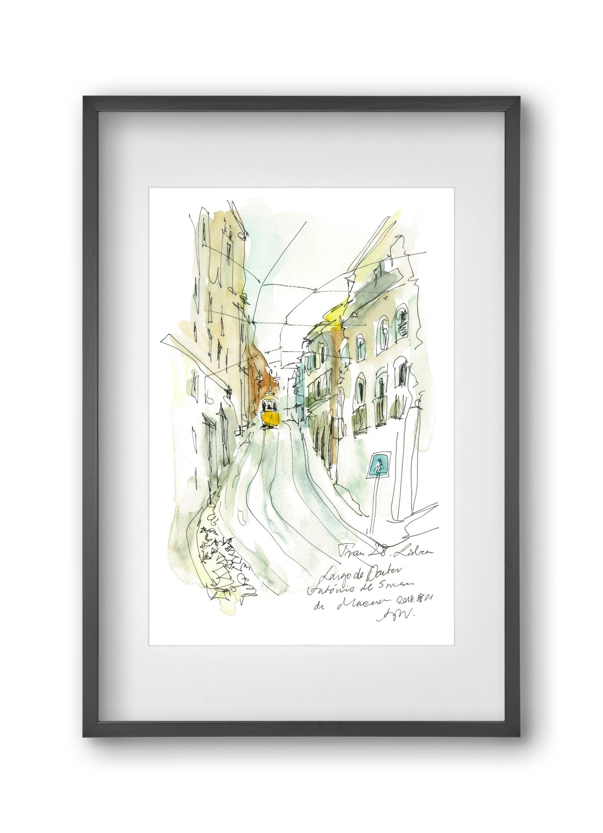 LISBON AQUARELLE NO.31, 30x45 cm (20x30 cm), Fekete keret, paszpartuval