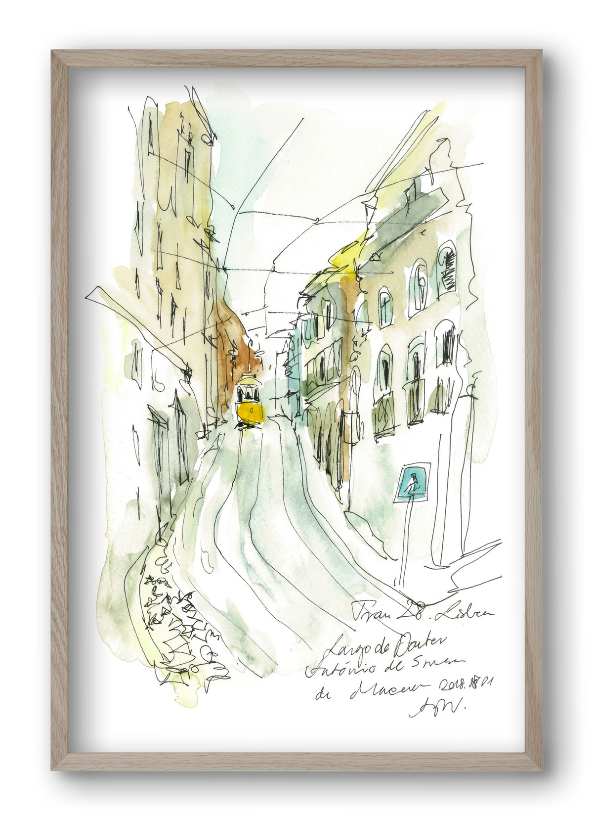 LISBON AQUARELLE NO.31, 40x60 cm (40x60 cm), Tölgy keret