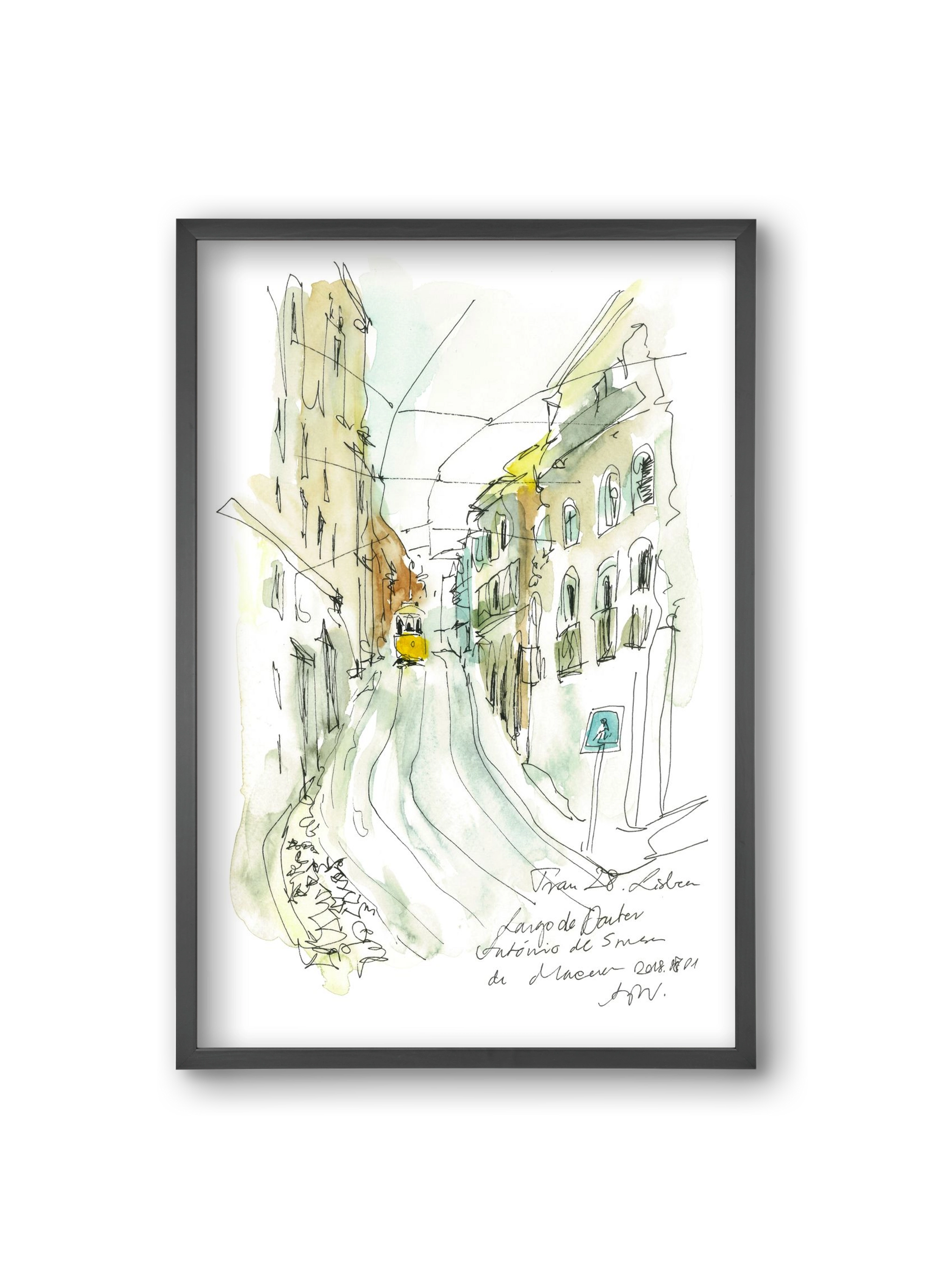 LISBON AQUARELLE NO.31, 20x30 cm (20x30 cm), Fekete keret