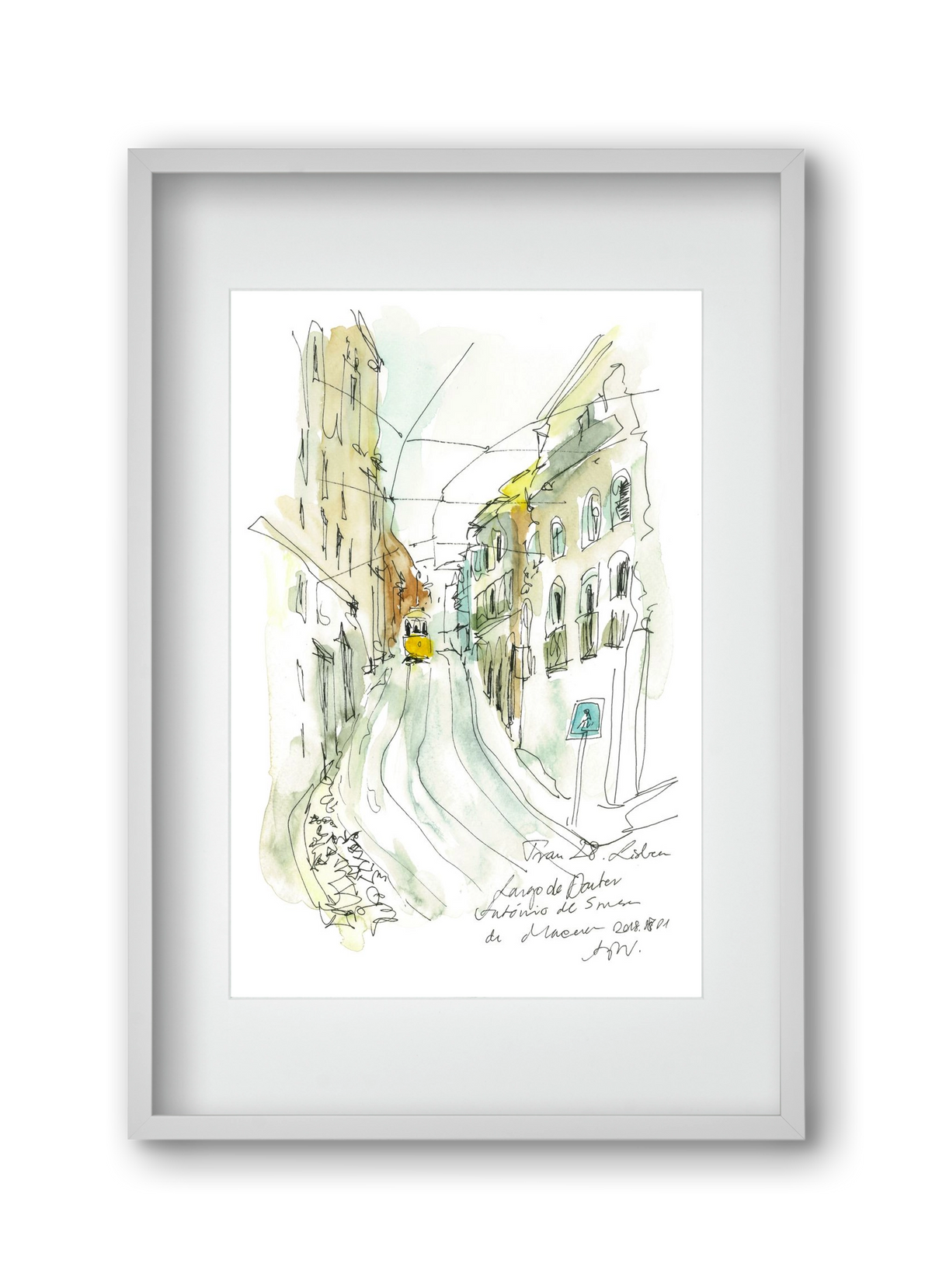 LISBON AQUARELLE NO.31, 30x45 cm (20x30 cm), Fehér keret, paszpartuval