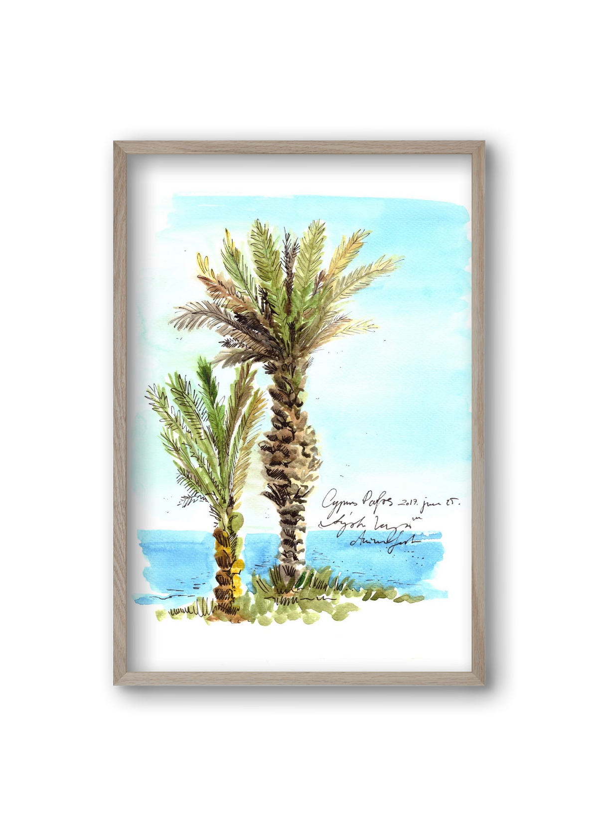 CYPRUS AQUARELLE NO.1, 20x30 cm (20x30 cm), Tölgy keret